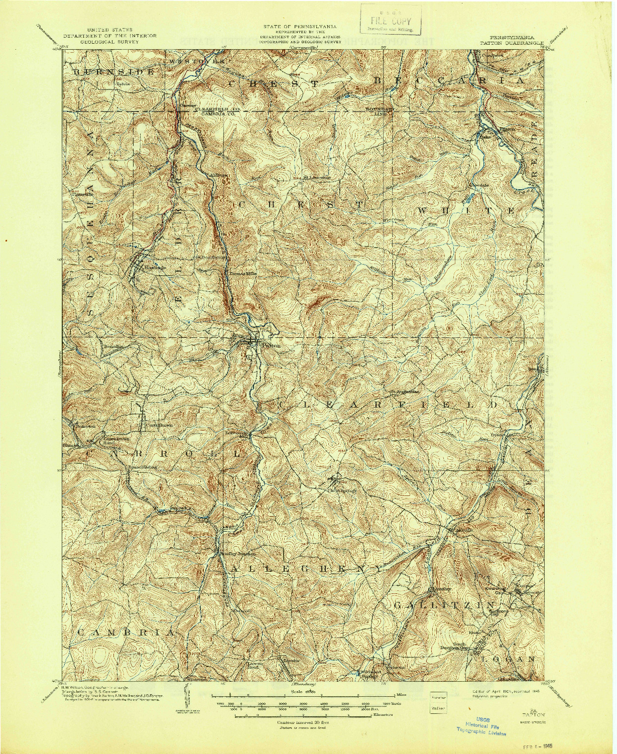 USGS 1:62500-SCALE QUADRANGLE FOR PATTON, PA 1904