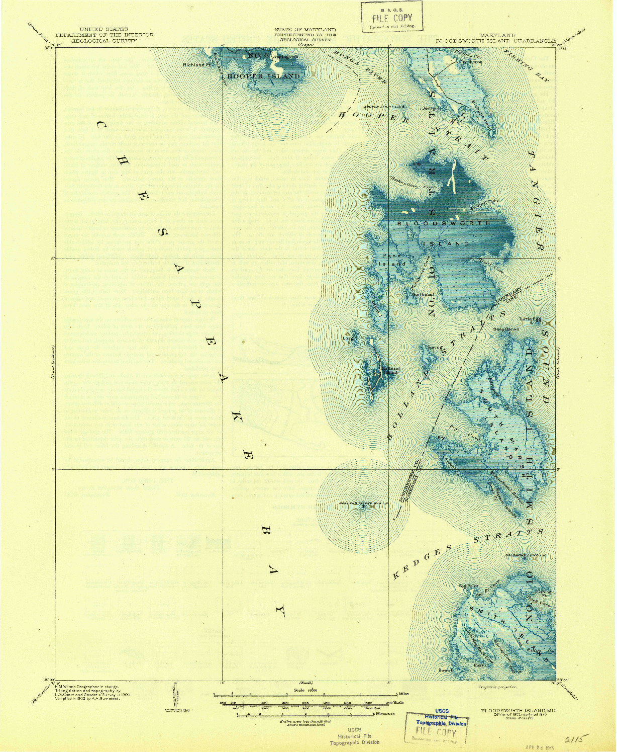 USGS 1:62500-SCALE QUADRANGLE FOR BLOODSWORTH ISLAND, MD 1903