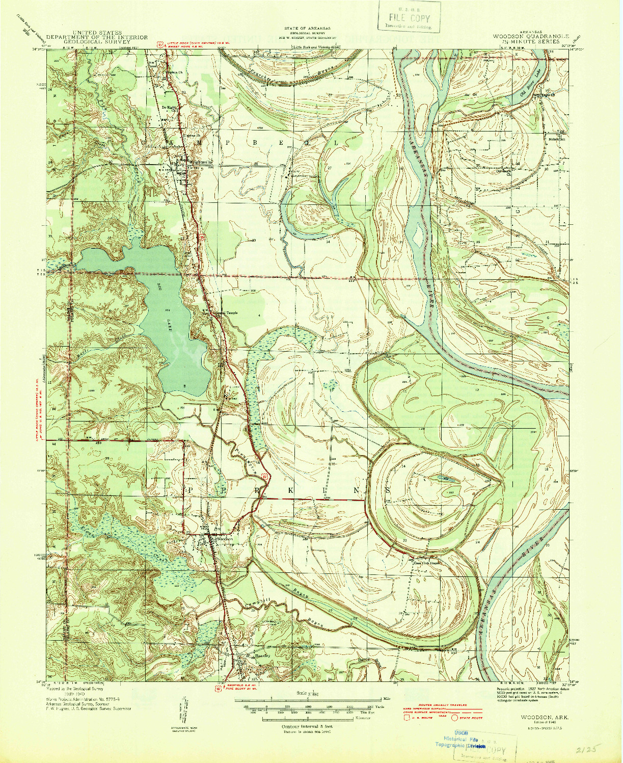 USGS 1:31680-SCALE QUADRANGLE FOR WOODSON, AR 1940
