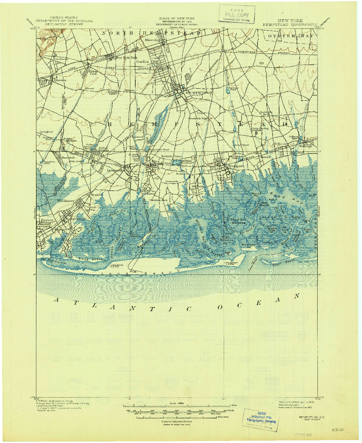 USGS 1:62500-SCALE QUADRANGLE FOR HEMPSTEAD, NY 1903