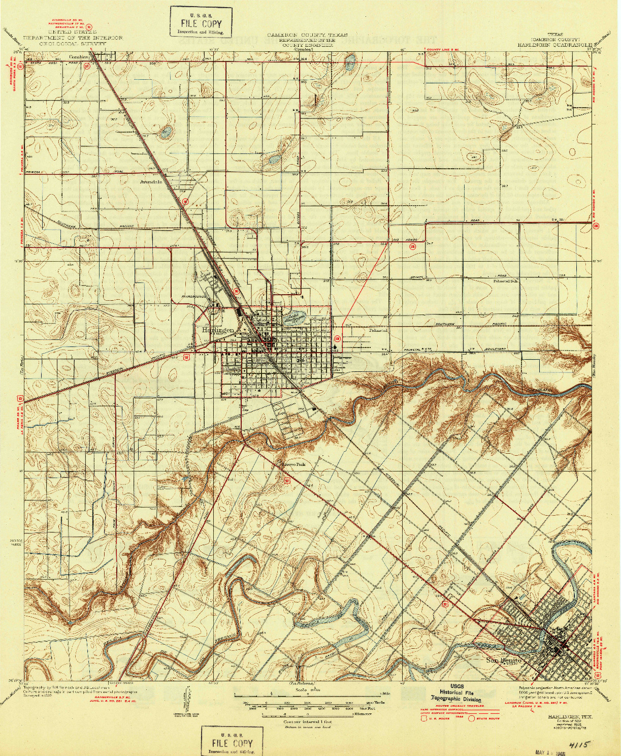 USGS 1:31680-SCALE QUADRANGLE FOR HARLINGEN, TX 1932