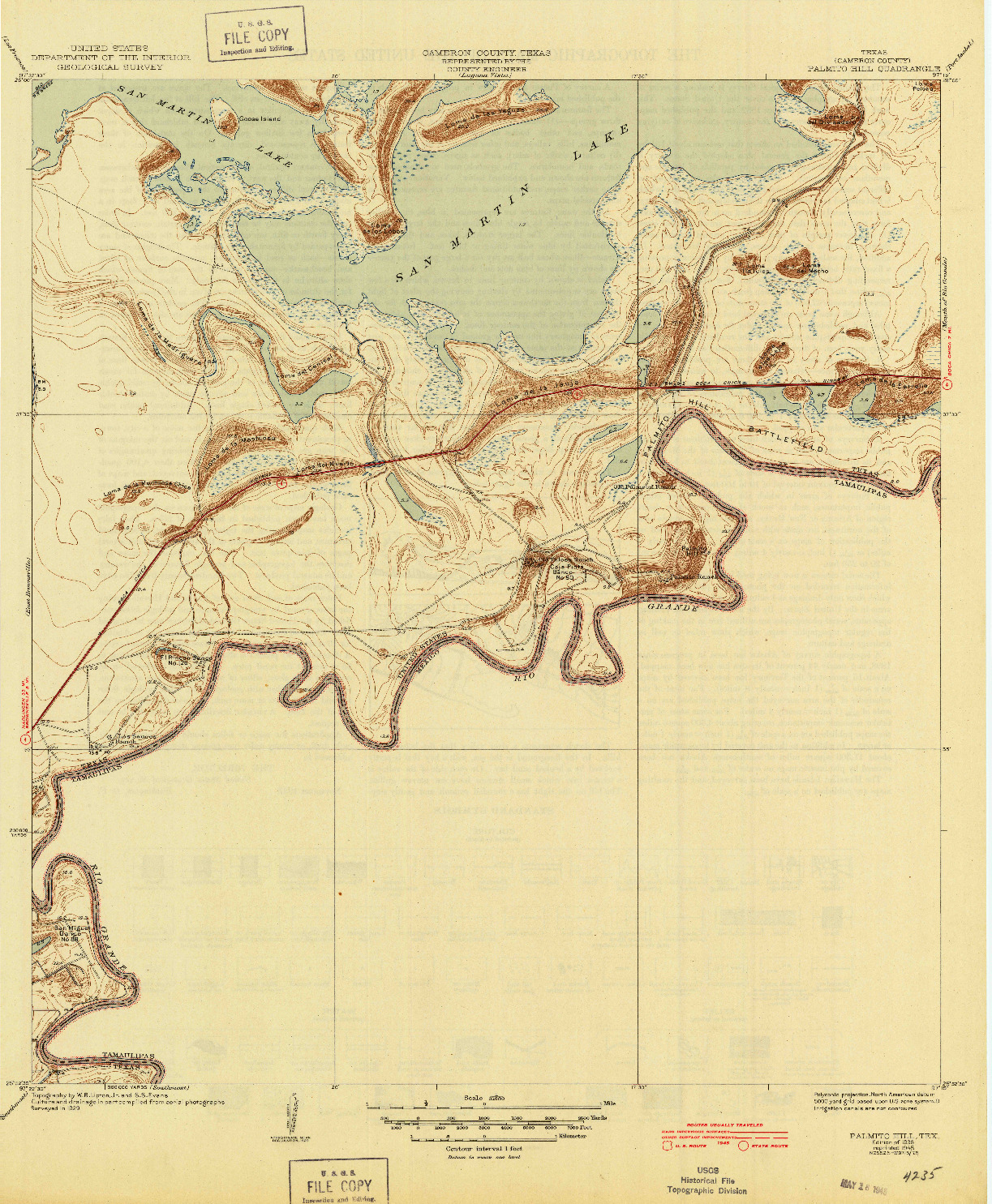 USGS 1:31680-SCALE QUADRANGLE FOR PALMITO HILL, TX 1936