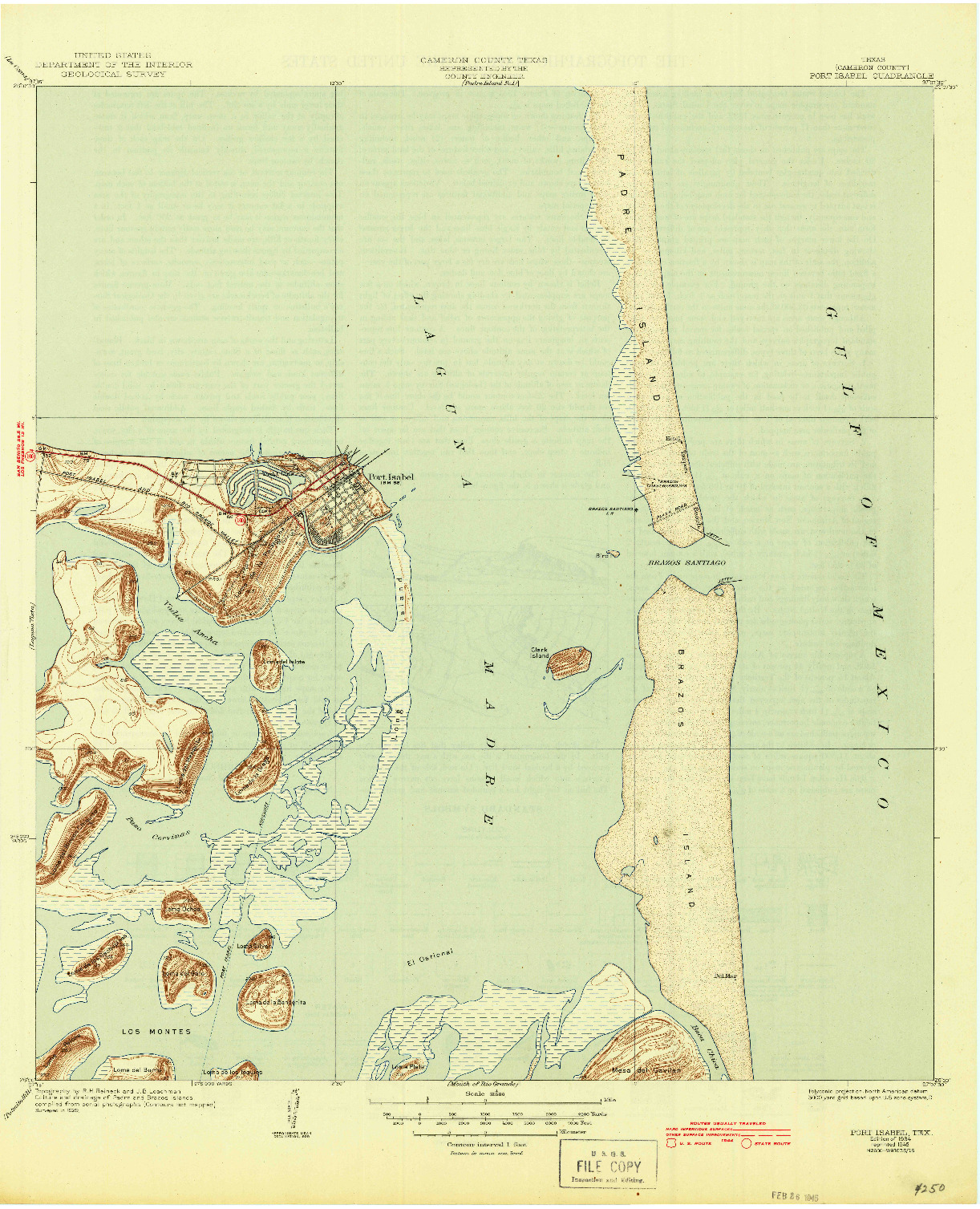 USGS 1:31680-SCALE QUADRANGLE FOR PORT ISABEL, TX 1934