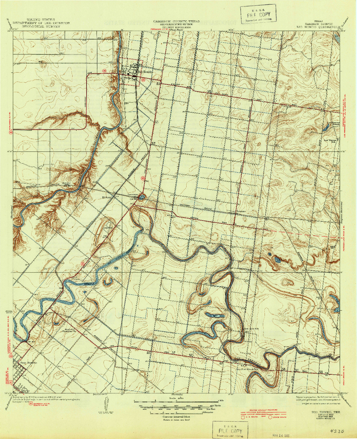 USGS 1:31680-SCALE QUADRANGLE FOR RIO HONDO, TX 1932