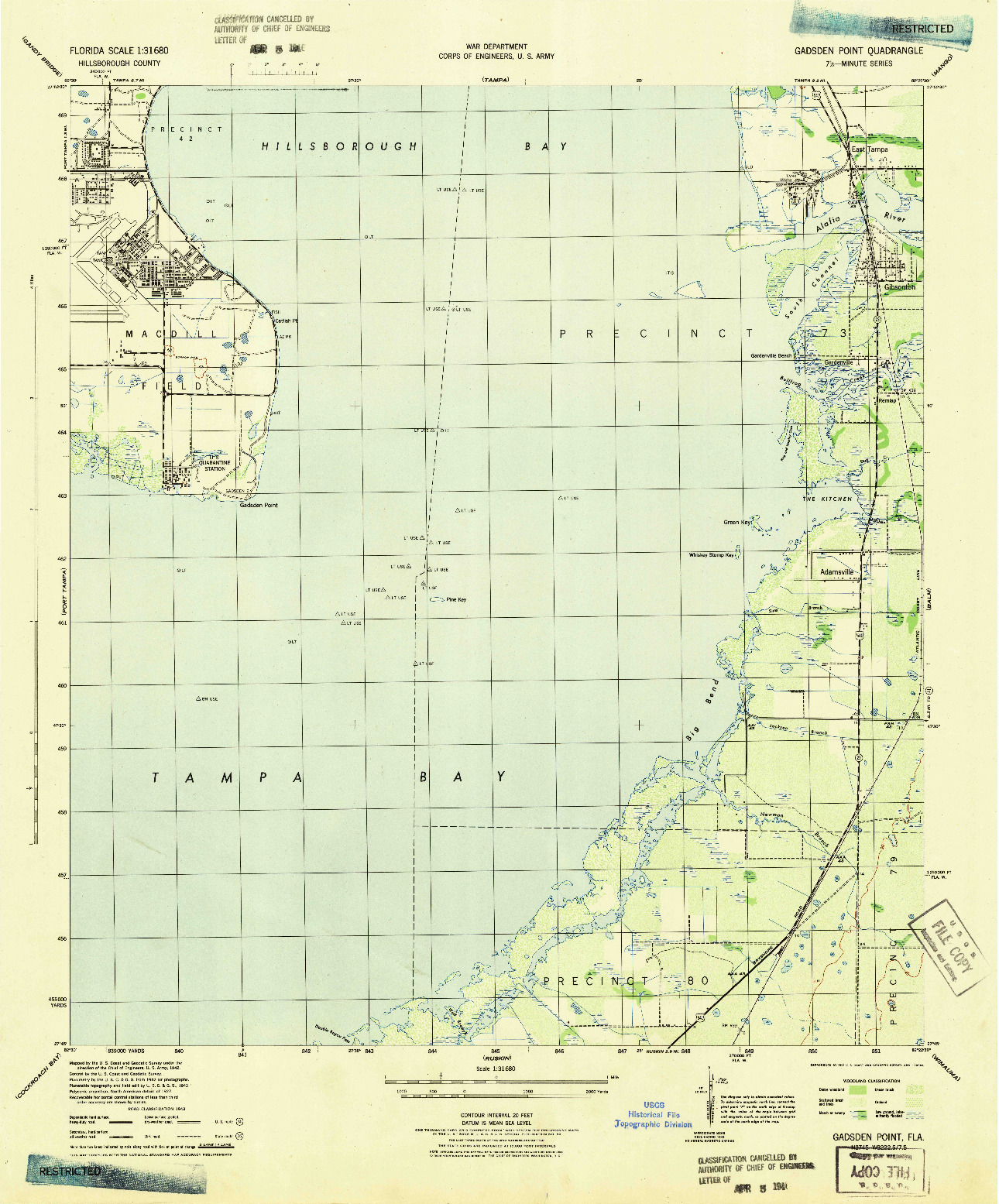 USGS 1:31680-SCALE QUADRANGLE FOR GADSDEN POINT, FL 1945
