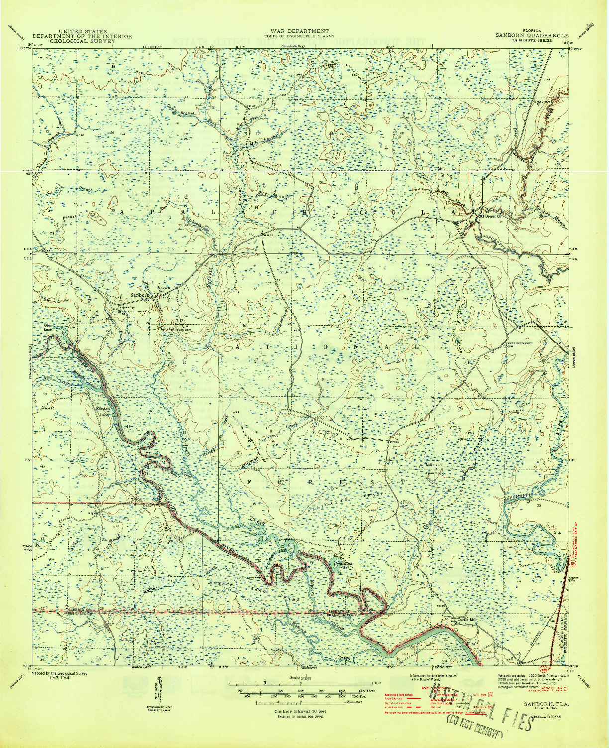 USGS 1:31680-SCALE QUADRANGLE FOR SANBORN, FL 1945