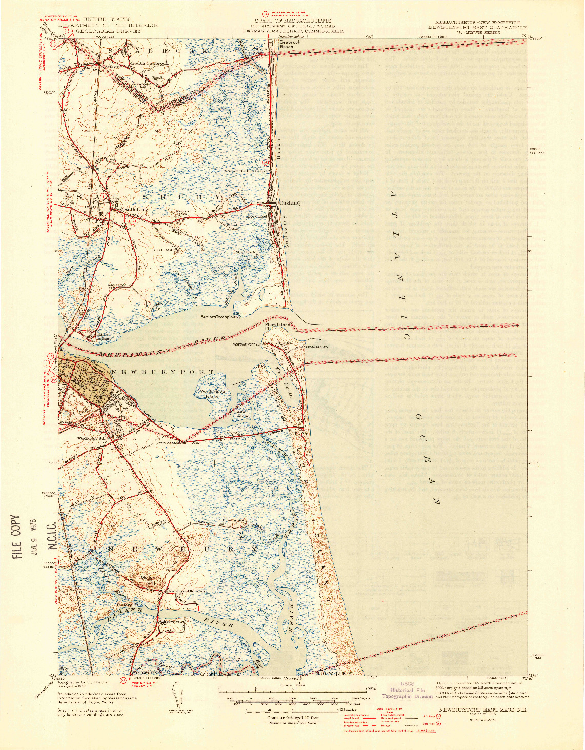 USGS 1:31680-SCALE QUADRANGLE FOR NEWBURYPORT EAST, MA 1945