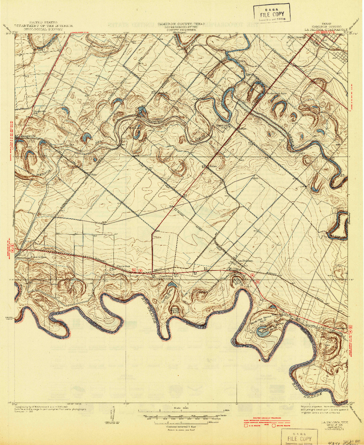 USGS 1:31680-SCALE QUADRANGLE FOR LA PALOMA, TX 1936