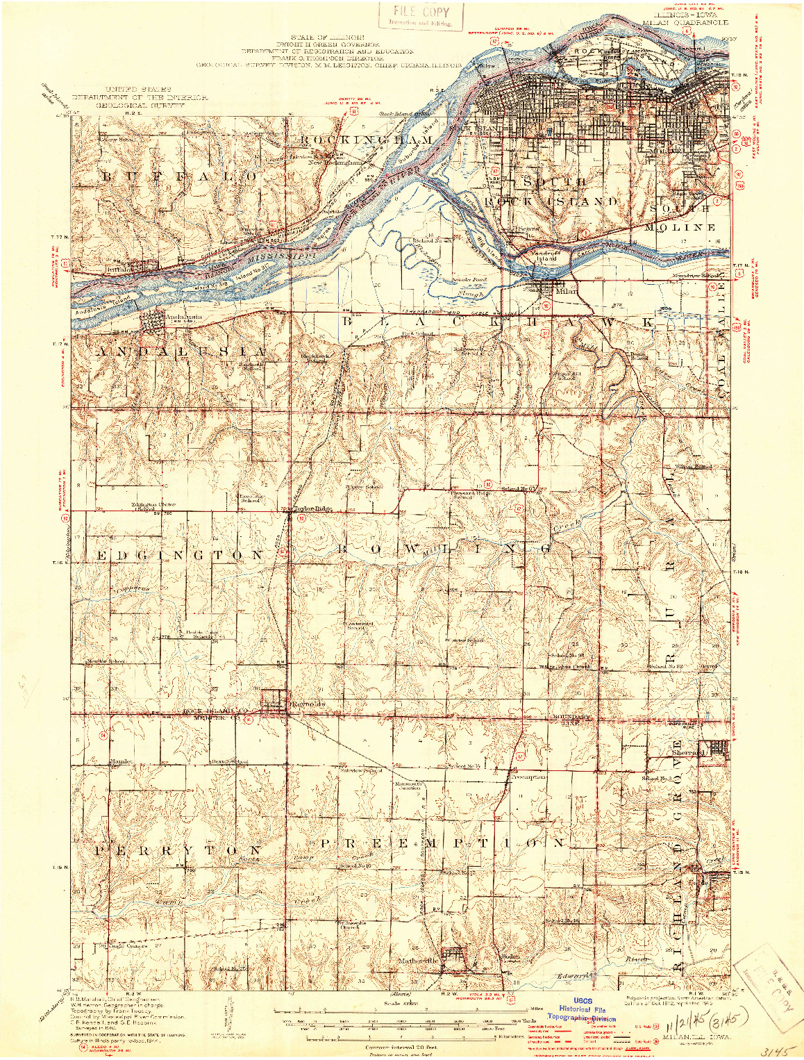 USGS 1:62500-SCALE QUADRANGLE FOR MILAN, IL 1912