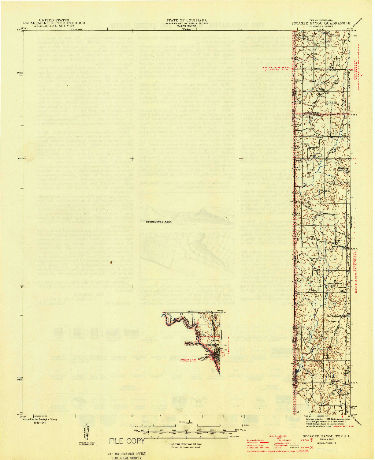 USGS 1:62500-SCALE QUADRANGLE FOR SOCAGEE BAYOU, TX 1945