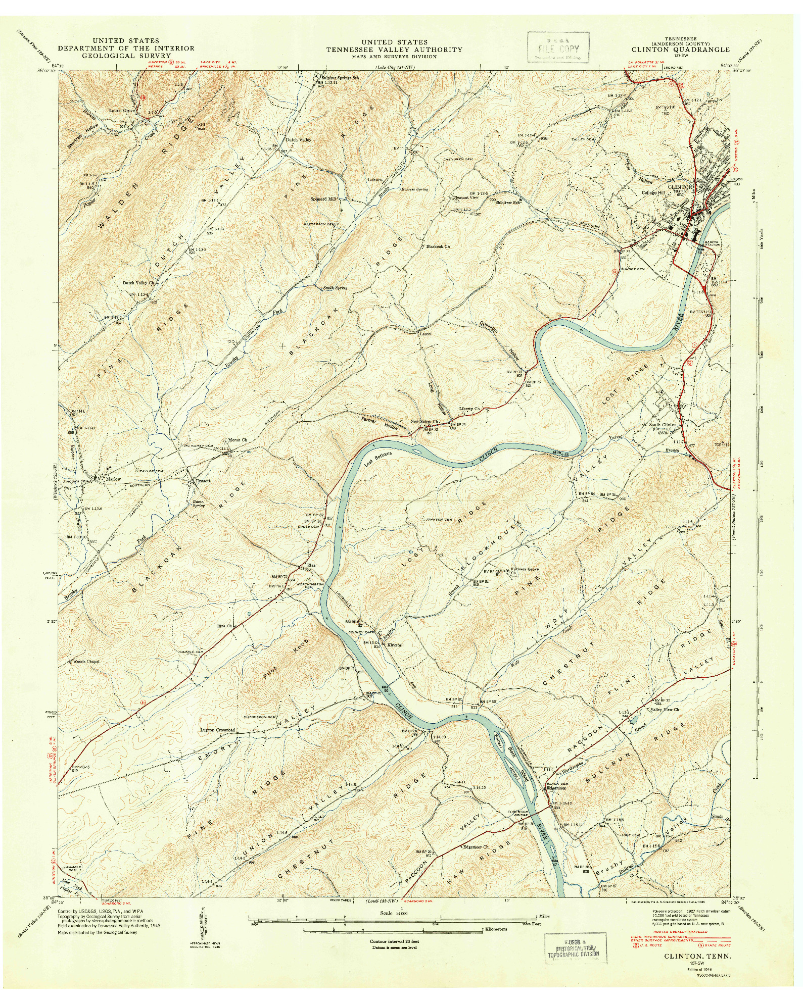 USGS 1:24000-SCALE QUADRANGLE FOR CLINTON, TN 1946