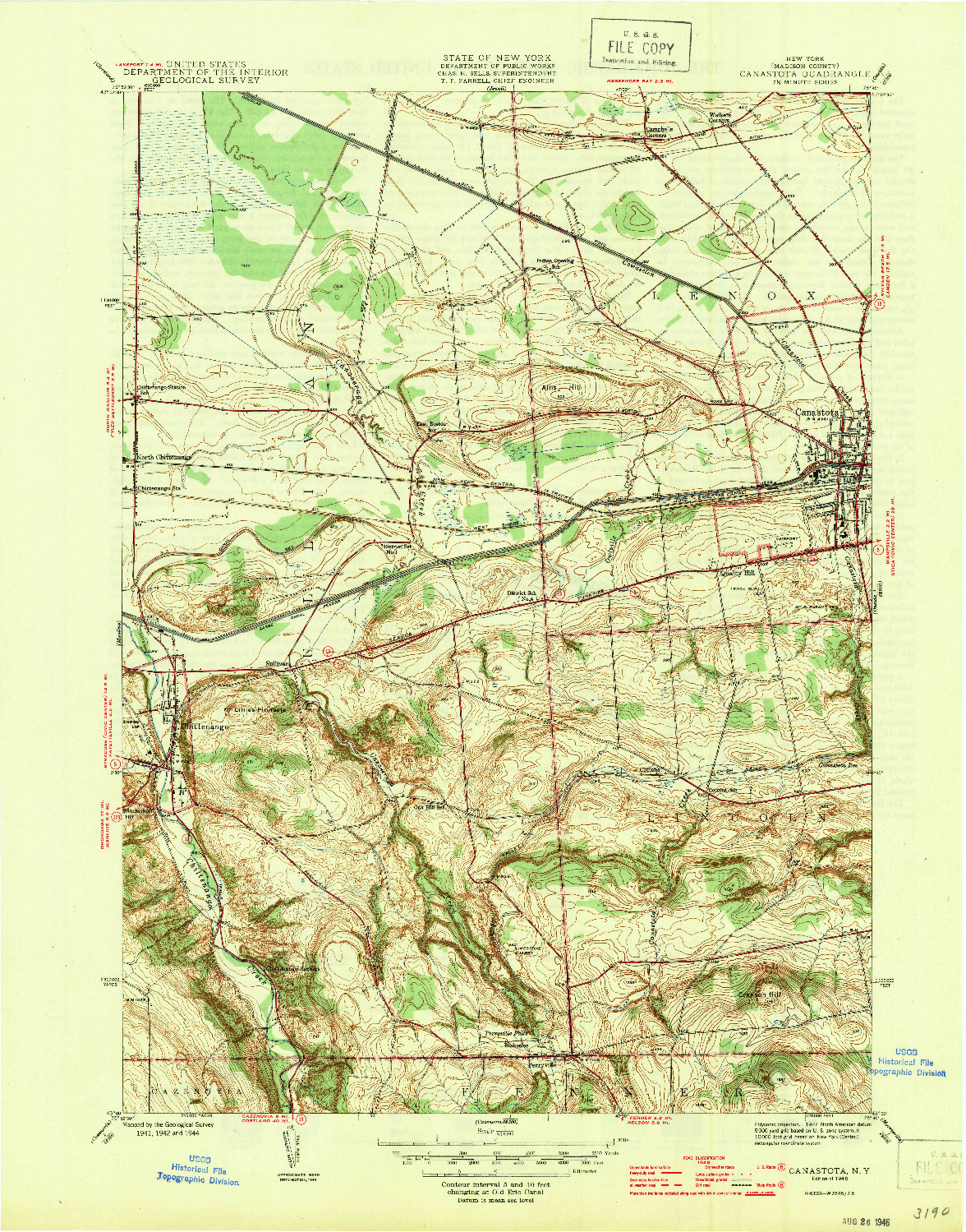 USGS 1:31680-SCALE QUADRANGLE FOR CANASTOTA, NY 1946