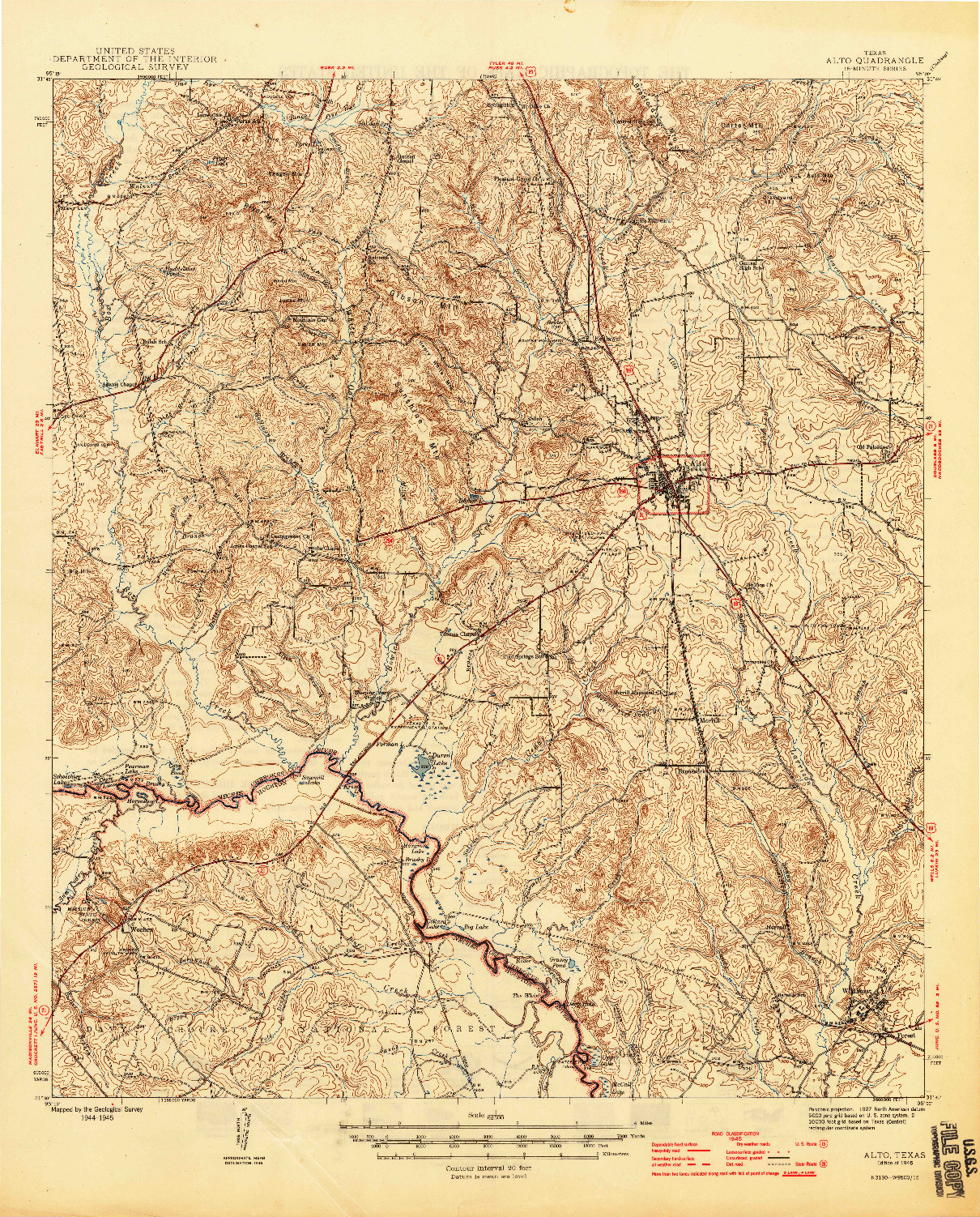 USGS 1:62500-SCALE QUADRANGLE FOR ALTO, TX 1946