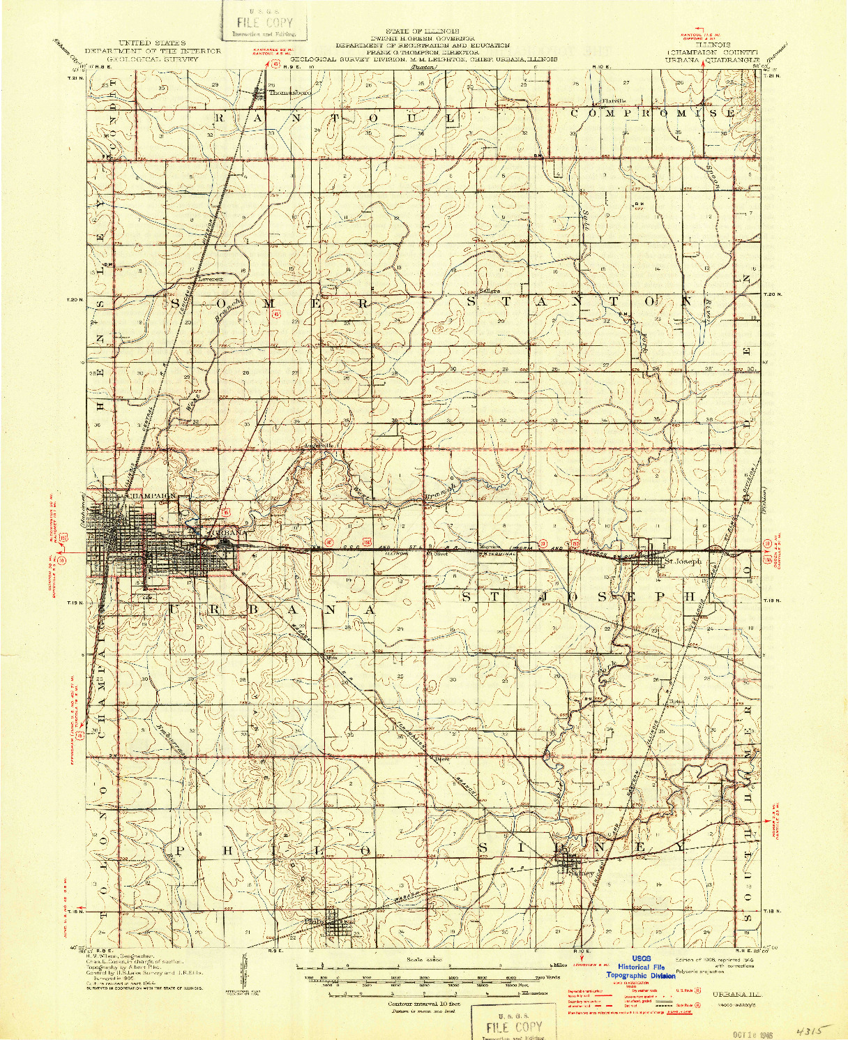 USGS 1:62500-SCALE QUADRANGLE FOR URBANA, IL 1906