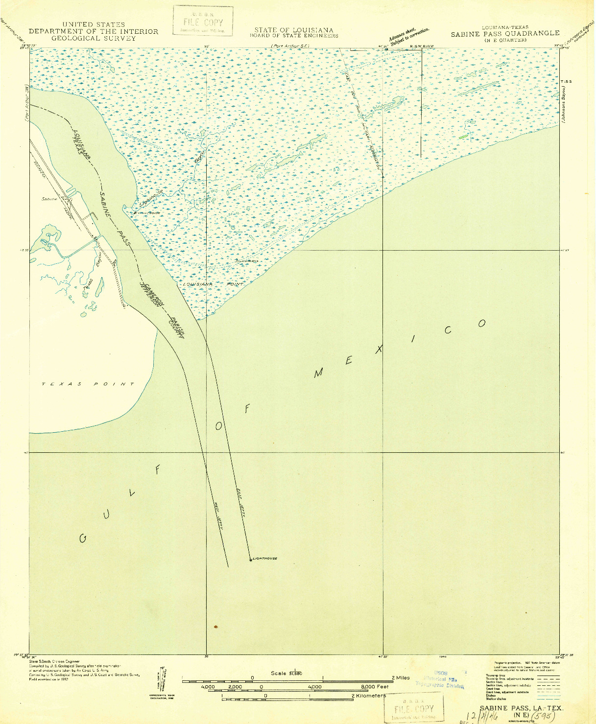 USGS 1:31680-SCALE QUADRANGLE FOR SABINE PASS NE, LA 1946