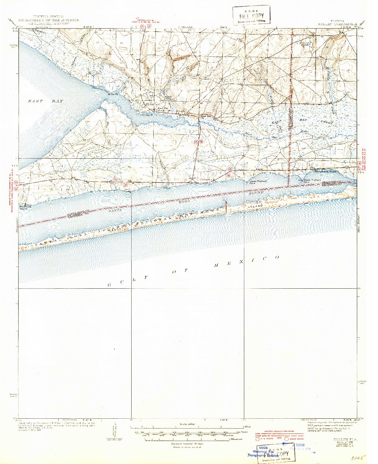 USGS 1:62500-SCALE QUADRANGLE FOR HOLLEY, FL 1938