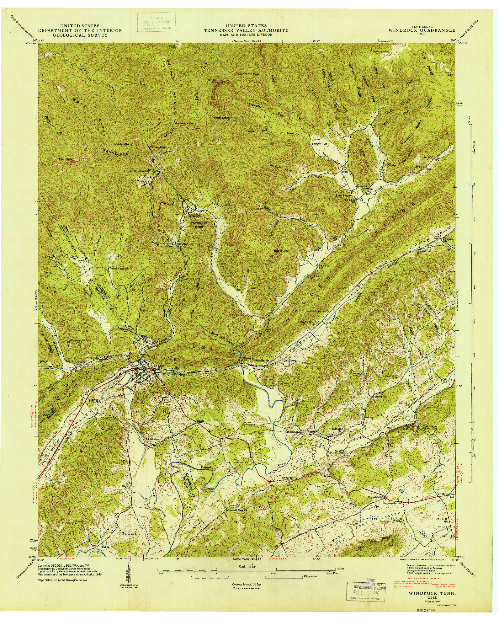 USGS 1:24000-SCALE QUADRANGLE FOR WINDROCK, TN 1946