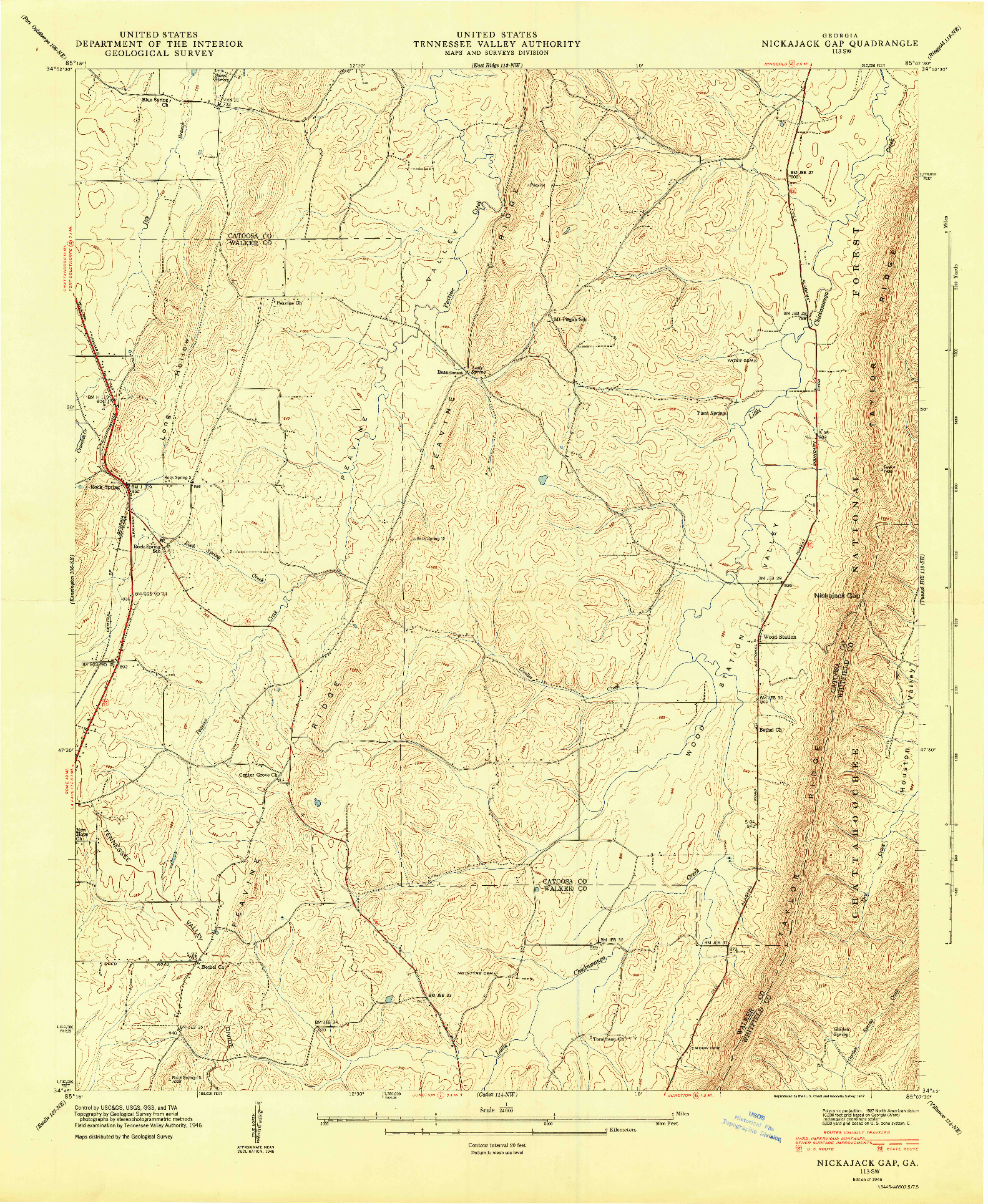 USGS 1:24000-SCALE QUADRANGLE FOR NICKAJACK GAP, GA 1946