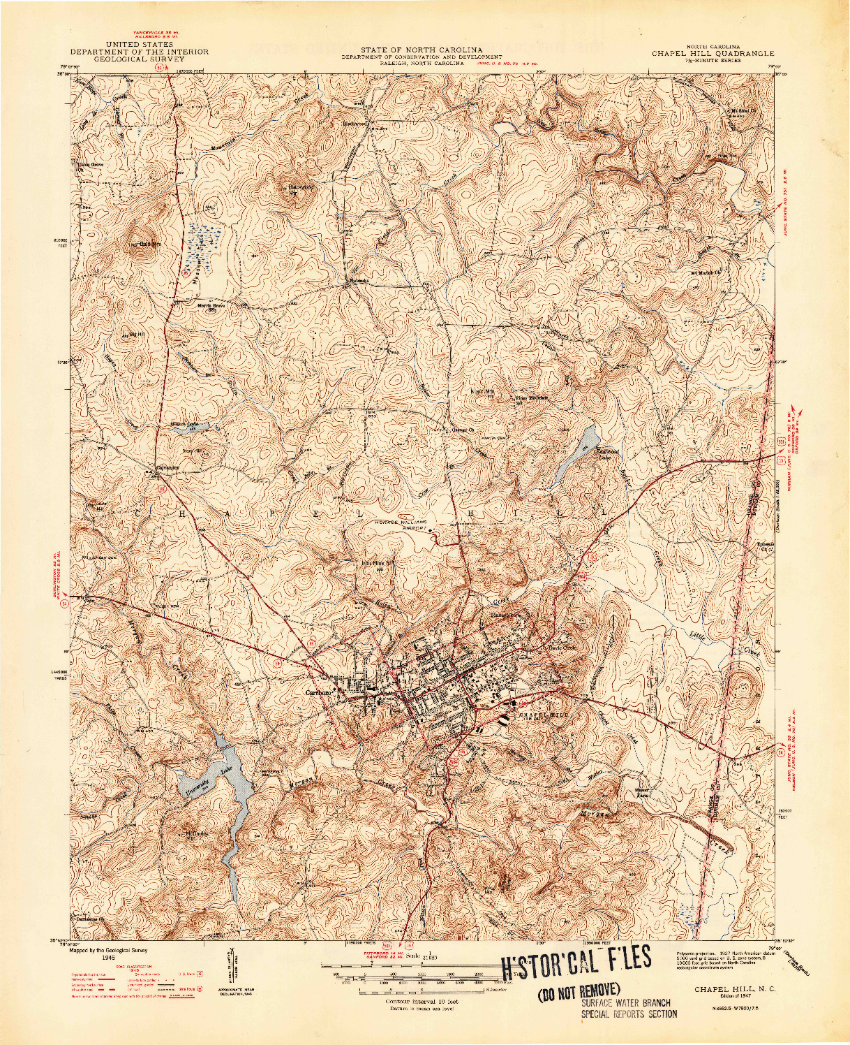 USGS 1:31680-SCALE QUADRANGLE FOR CHAPEL HILL, NC 1947