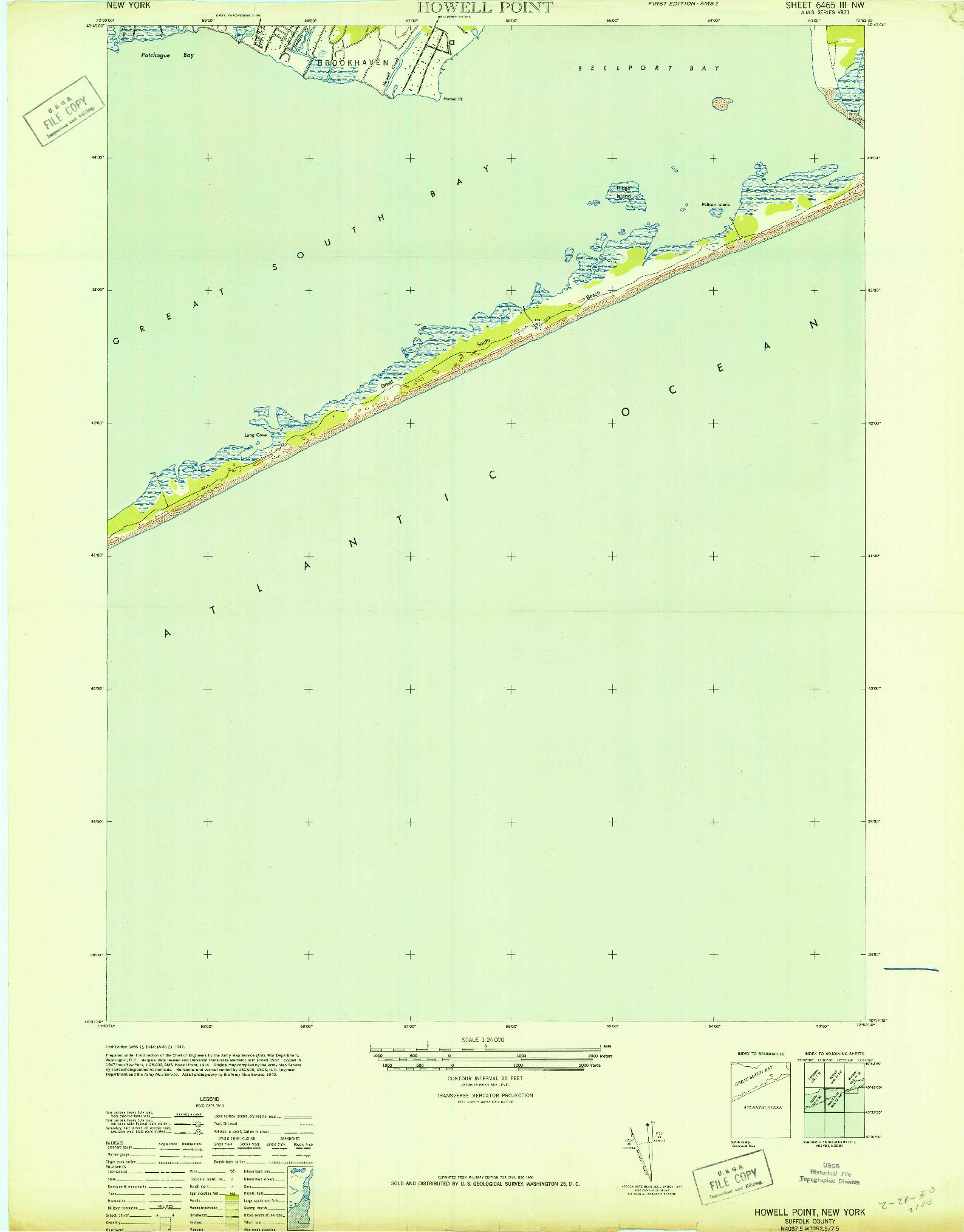 USGS 1:24000-SCALE QUADRANGLE FOR HOWELLS POINT, NY 1947