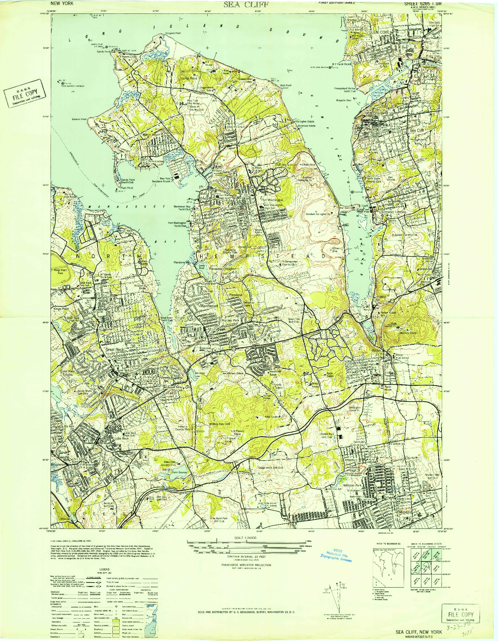 USGS 1:24000-SCALE QUADRANGLE FOR SEA CLIFF, NY 1947