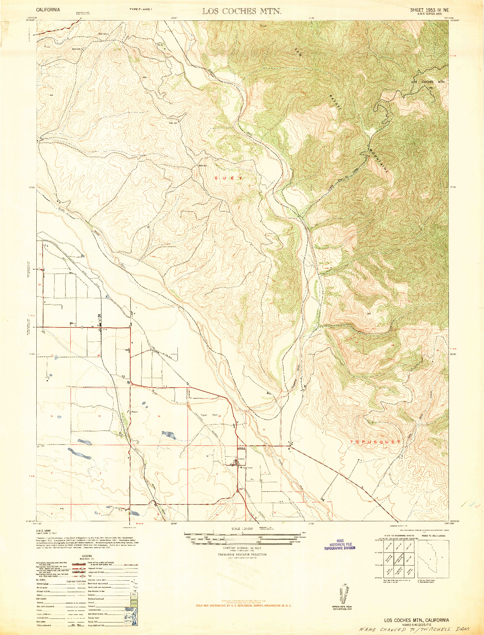 USGS 1:24000-SCALE QUADRANGLE FOR LOS COCHES MTN, CA 1947
