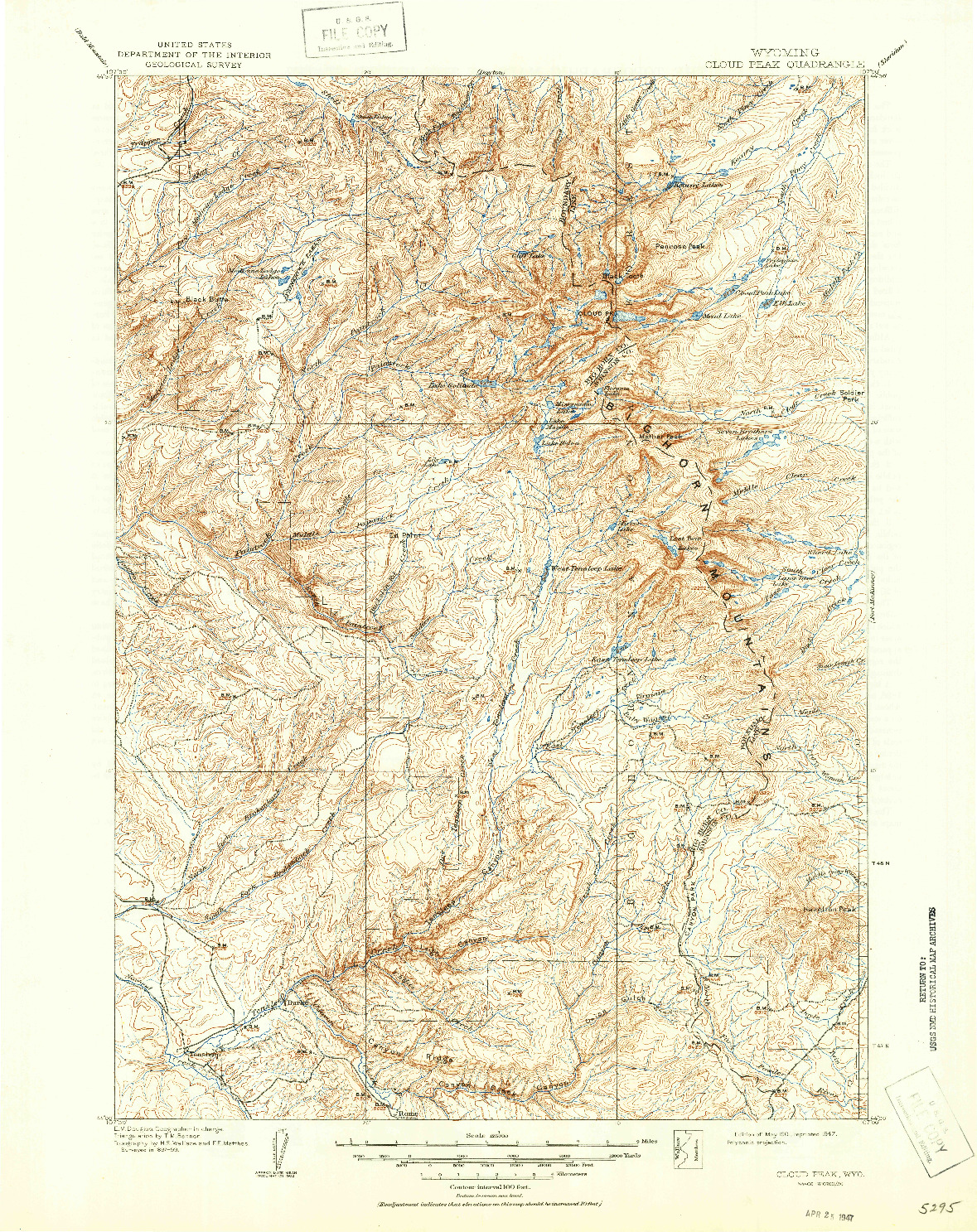 USGS 1:125000-SCALE QUADRANGLE FOR CLOUD PEAK, WY 1901