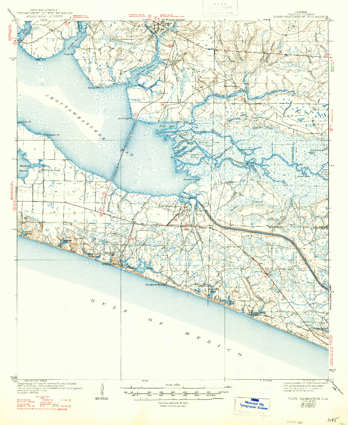 USGS 1:62500-SCALE QUADRANGLE FOR POINT WASHINGTON, FL 1939