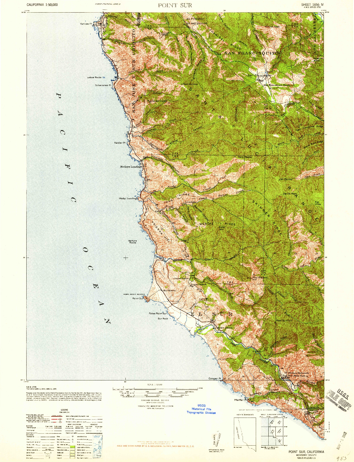 USGS 1:62500-SCALE QUADRANGLE FOR POINT SUR, CA 1947