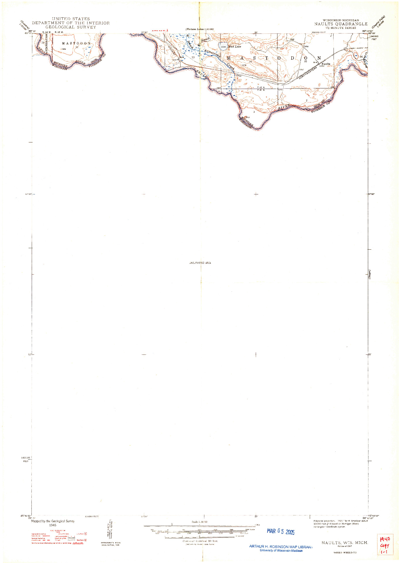 USGS 1:24000-SCALE QUADRANGLE FOR NAULTS, WI 1947