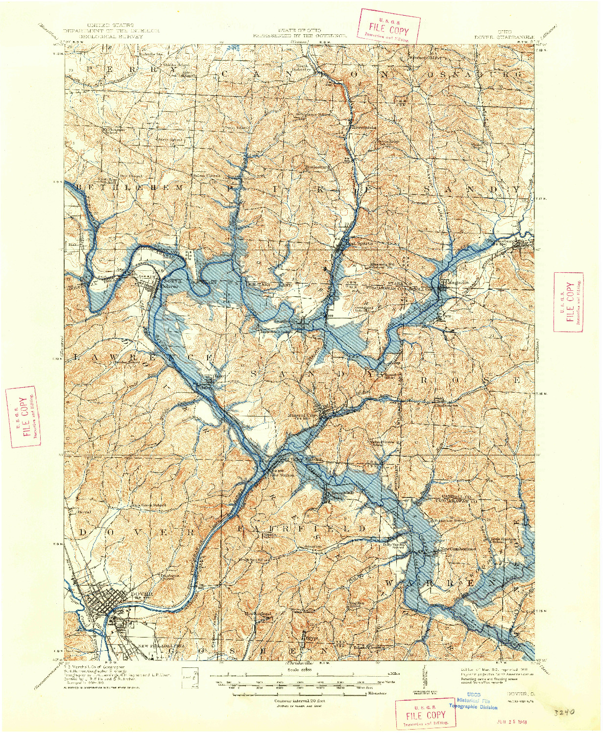 USGS 1:62500-SCALE QUADRANGLE FOR DOVER, OH 1912