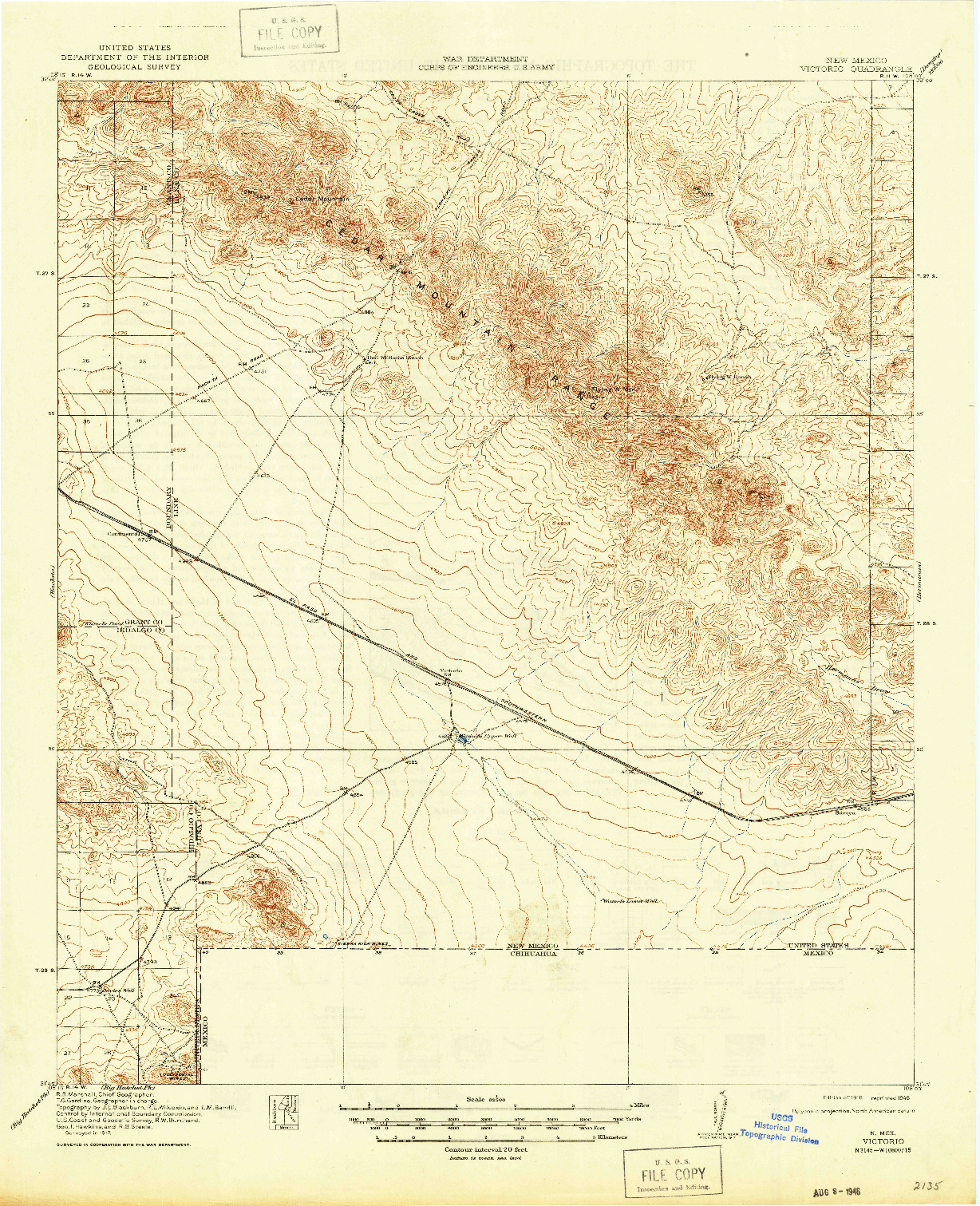USGS 1:62500-SCALE QUADRANGLE FOR VICTORIO, NM 1918