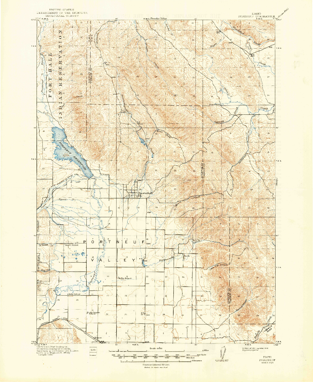 USGS 1:62500-SCALE QUADRANGLE FOR PORTNEUF, ID 1917