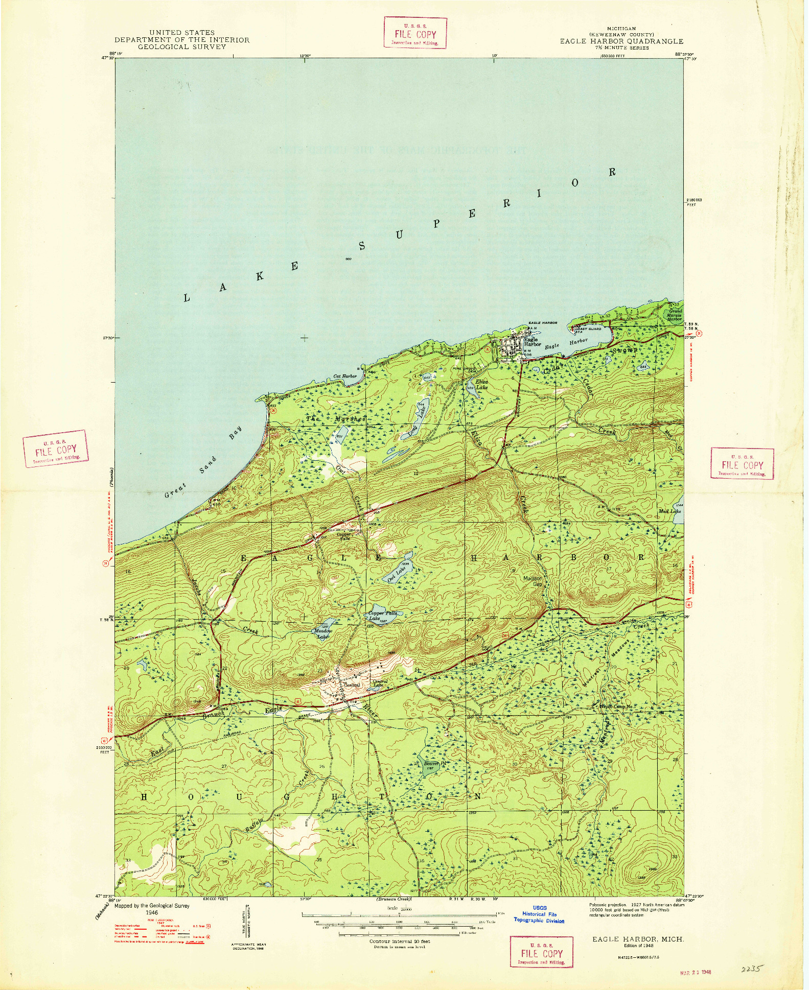 USGS 1:24000-SCALE QUADRANGLE FOR EAGLE HARBOR, MI 1948