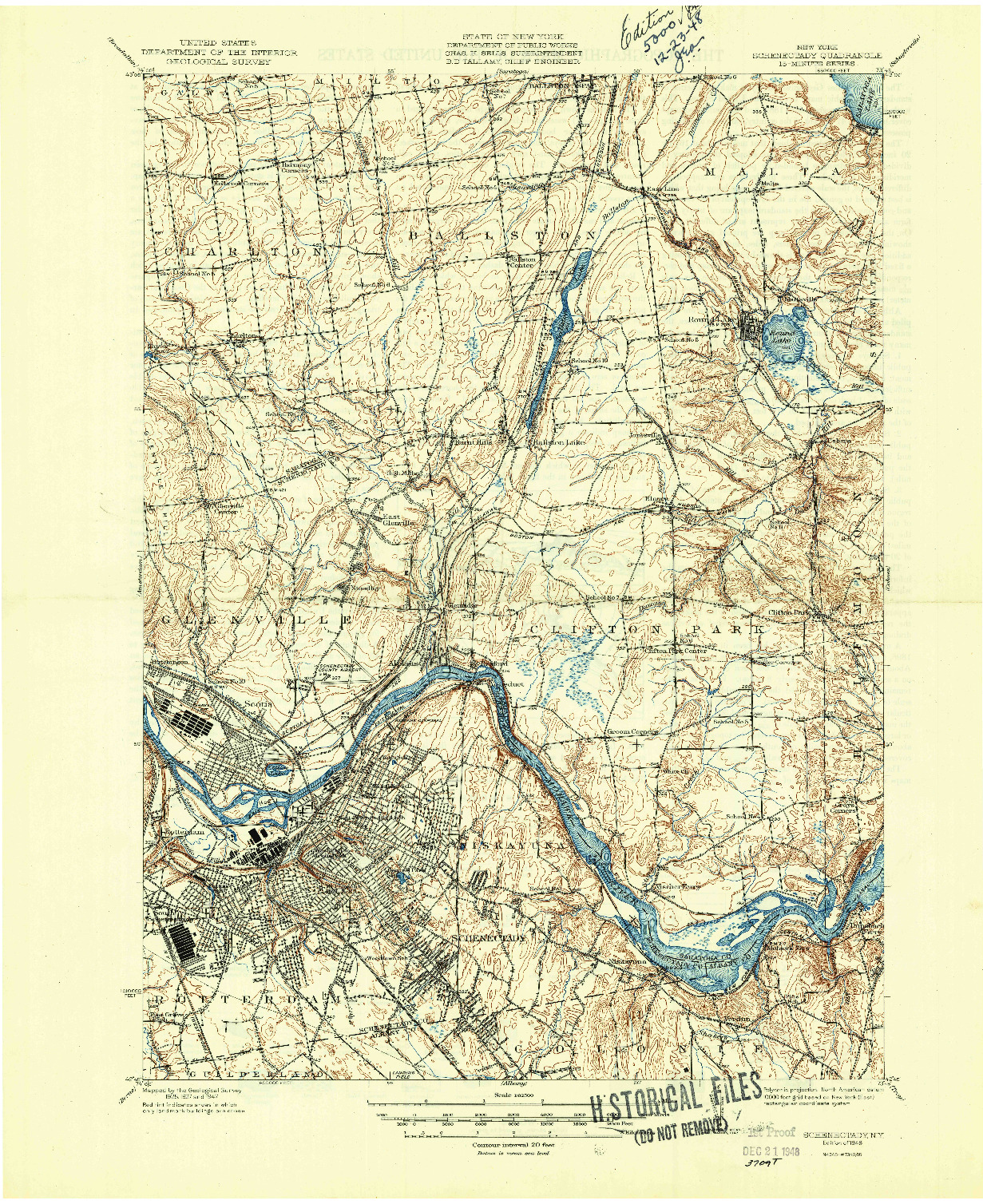 USGS 1:62500-SCALE QUADRANGLE FOR SCHENECTADY, NY 1948