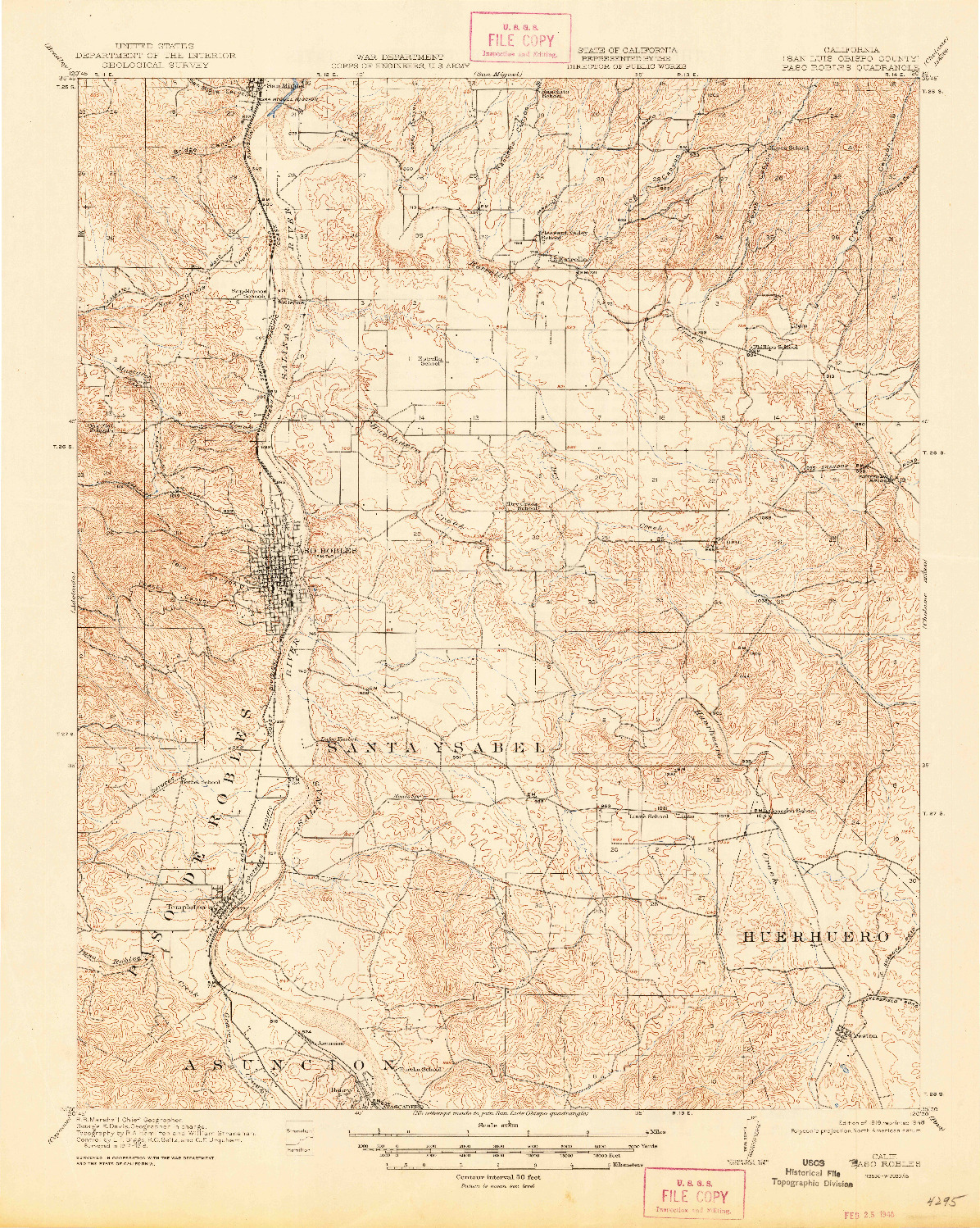 USGS 1:62500-SCALE QUADRANGLE FOR PASO ROBLES, CA 1919