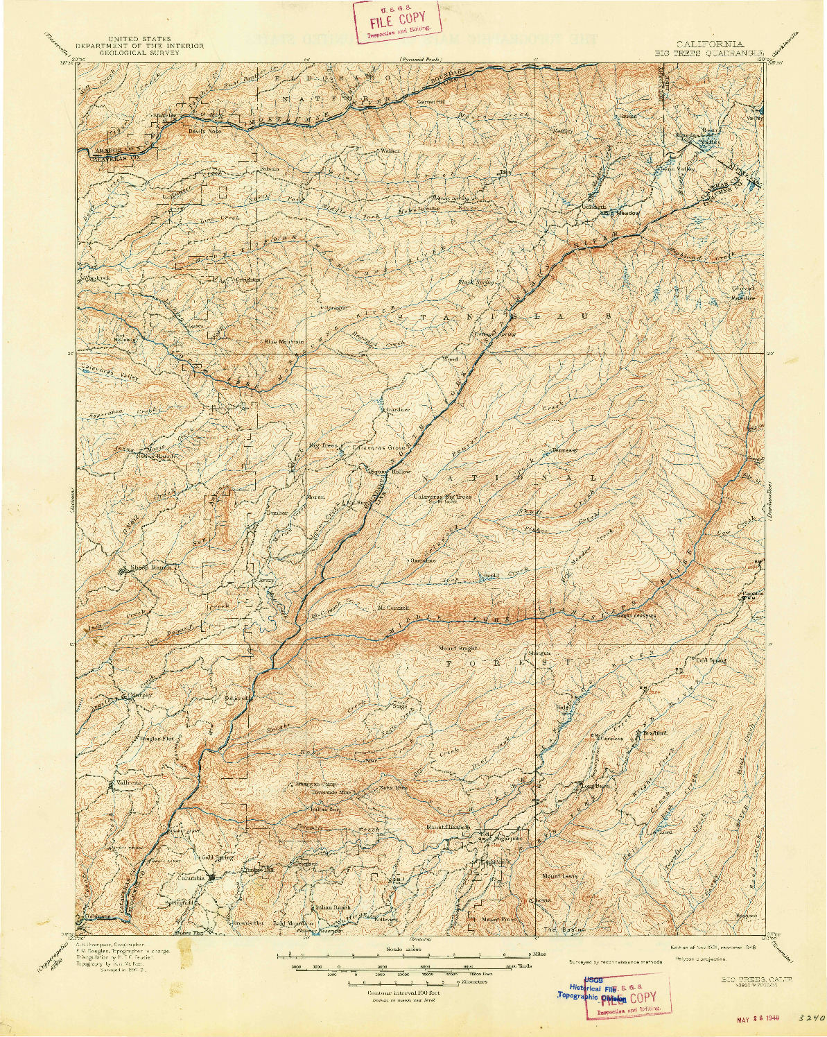 USGS 1:125000-SCALE QUADRANGLE FOR BIG TREES, CA 1901