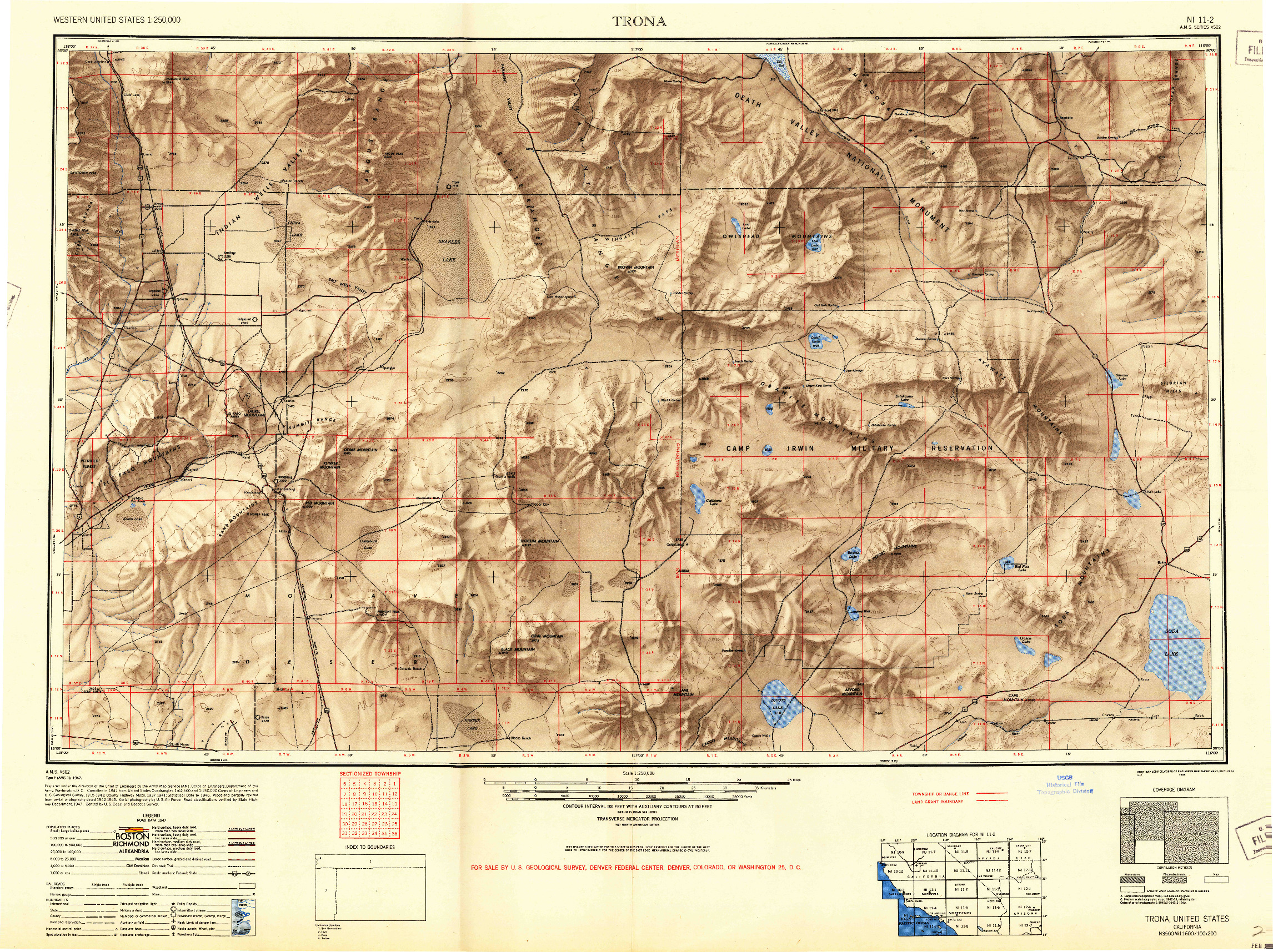 USGS 1:250000-SCALE QUADRANGLE FOR TRONA, CA 1947