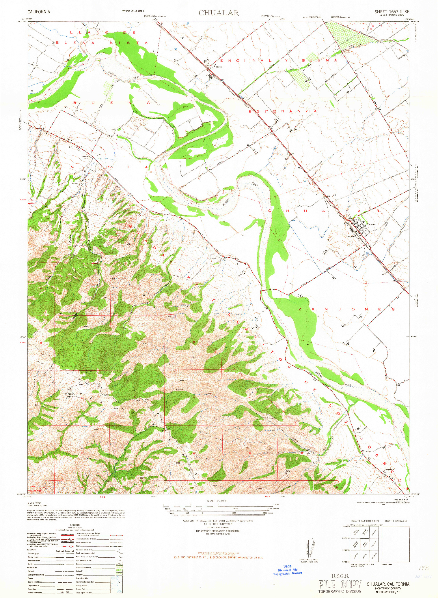 USGS 1:24000-SCALE QUADRANGLE FOR CHUALAR, CA 1947