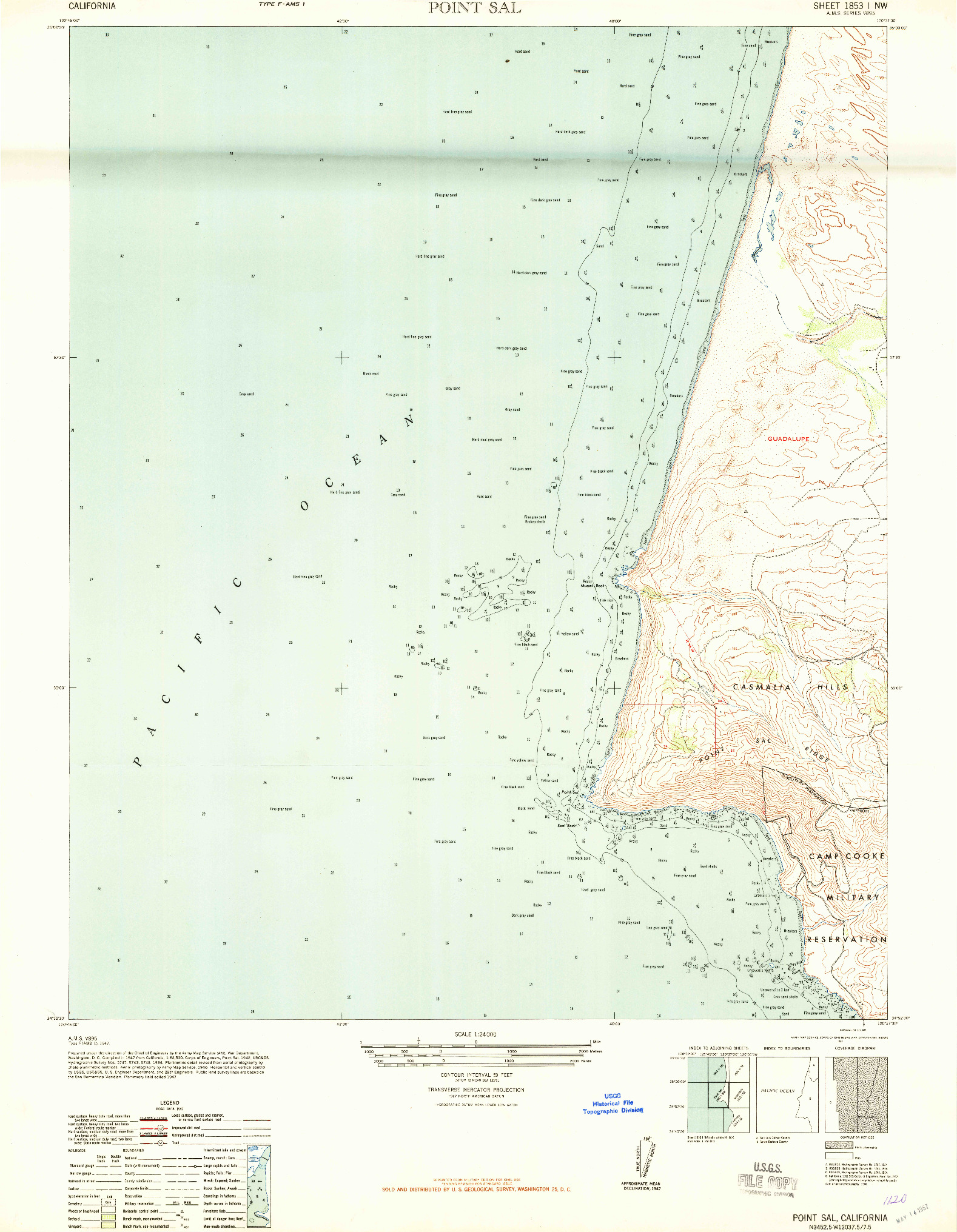 USGS 1:24000-SCALE QUADRANGLE FOR POINT SAL, CA 1948