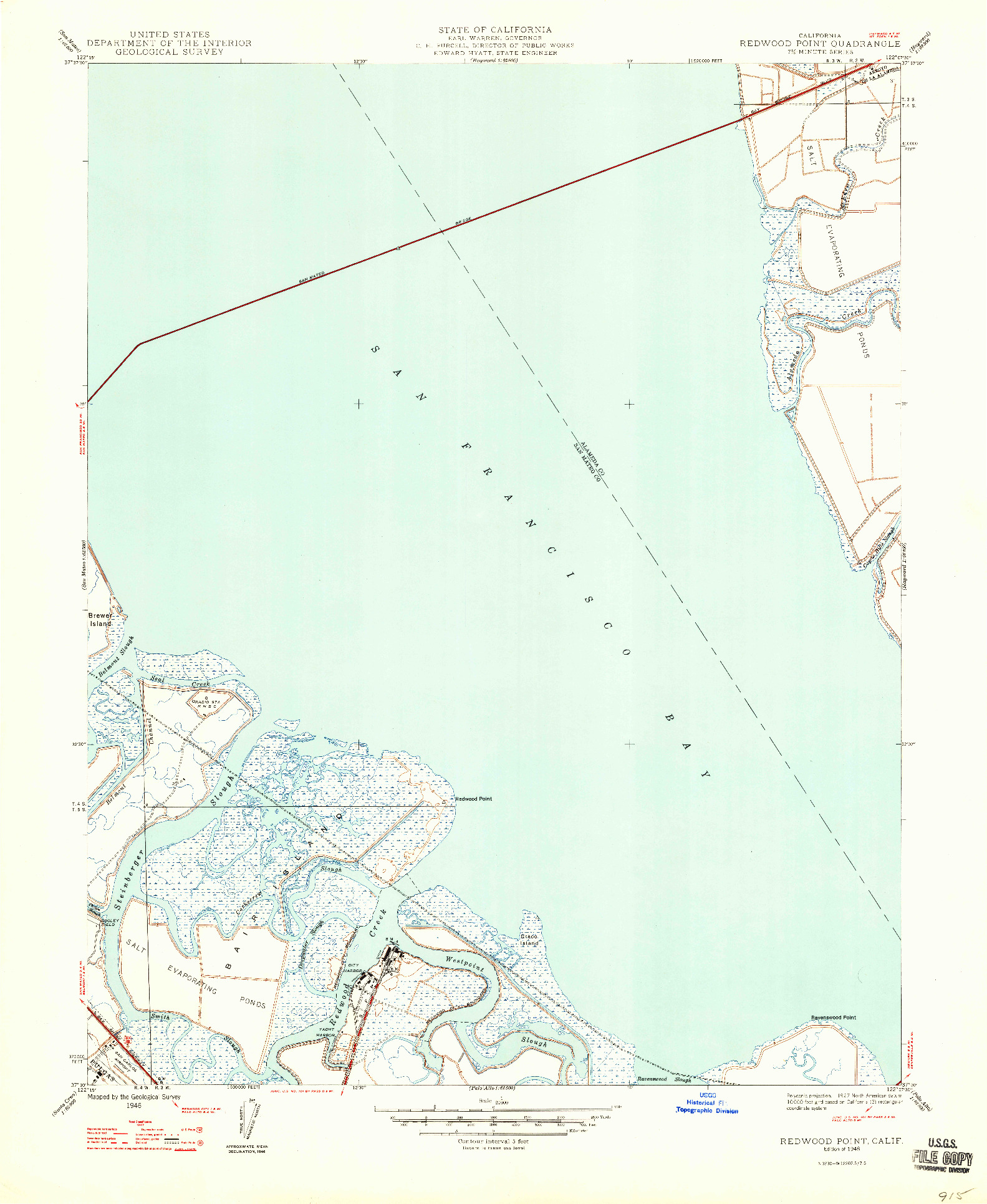 USGS 1:24000-SCALE QUADRANGLE FOR REDWOOD POINT, CA 1948