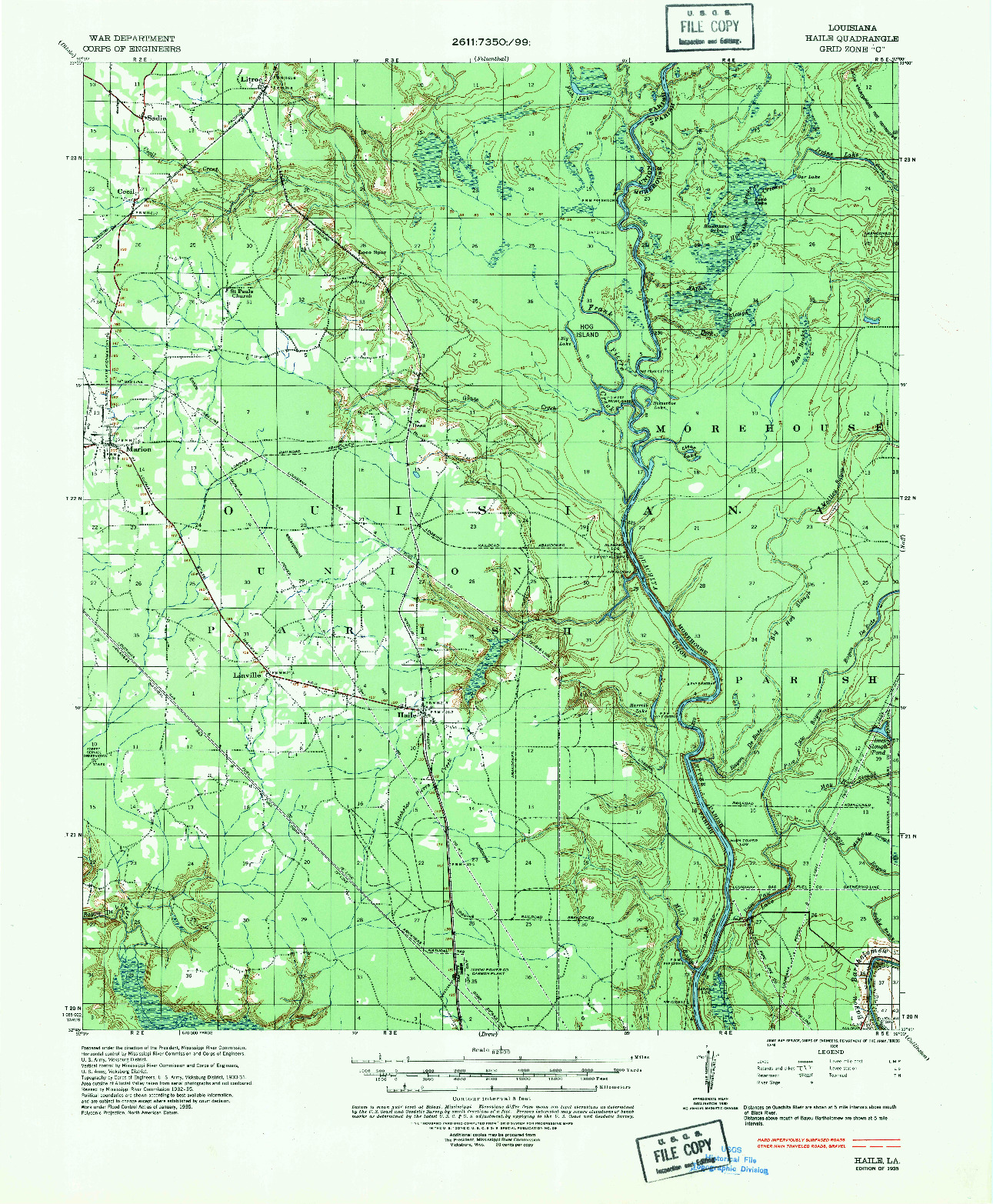 USGS 1:62500-SCALE QUADRANGLE FOR HAILE, LA 1935