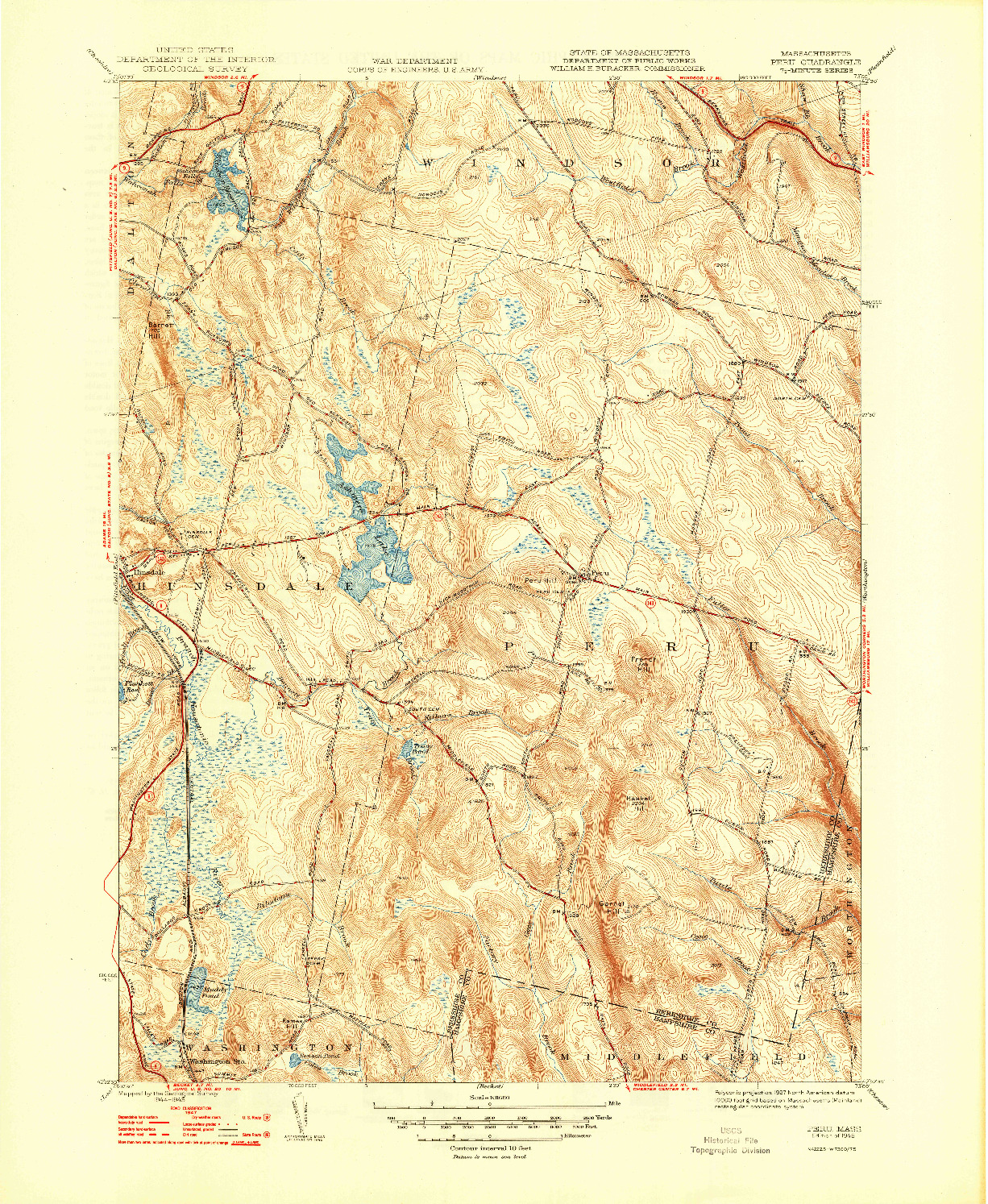 USGS 1:31680-SCALE QUADRANGLE FOR PERU, MA 1948