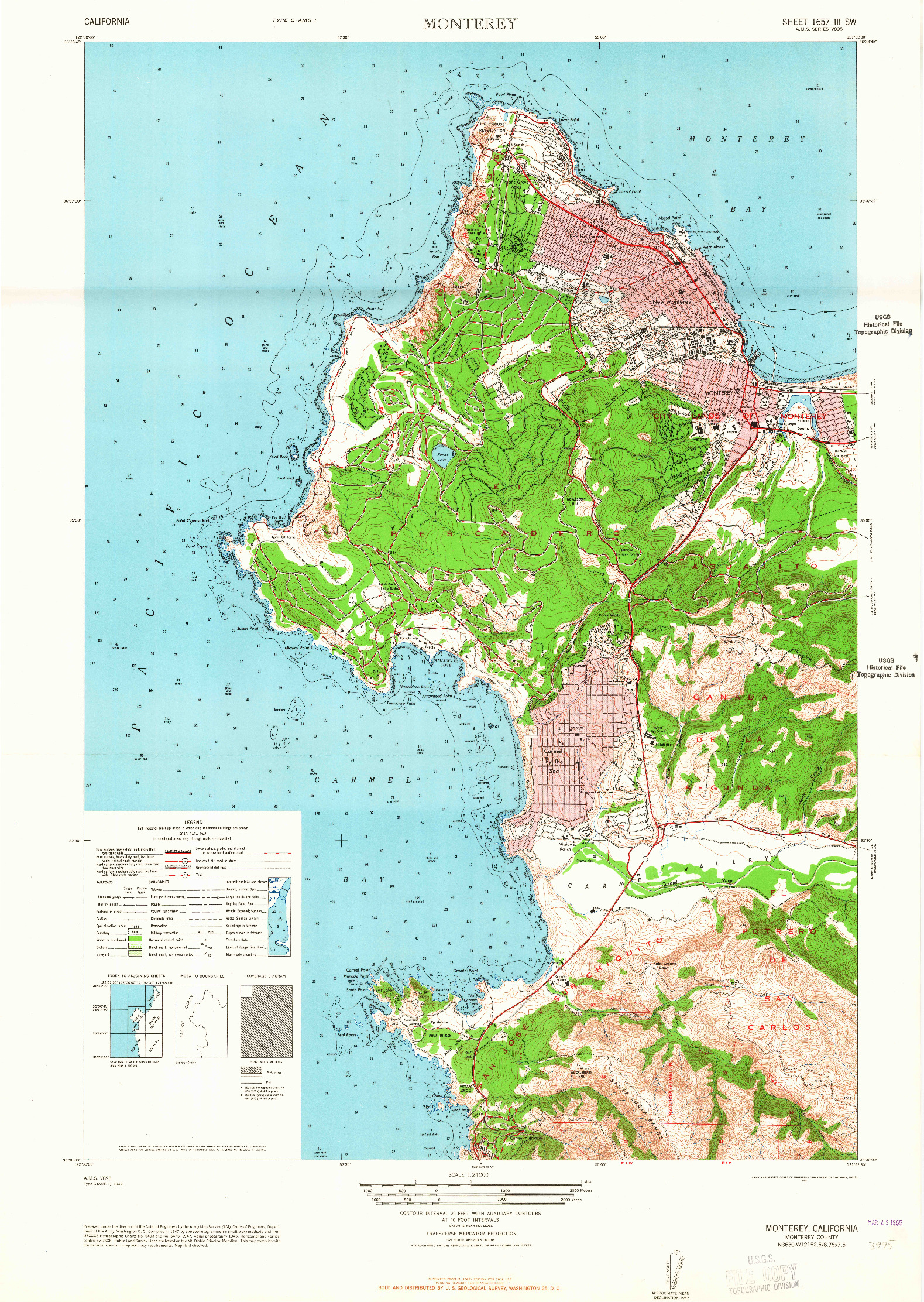 USGS 1:24000-SCALE QUADRANGLE FOR MONTEREY, CA 1948