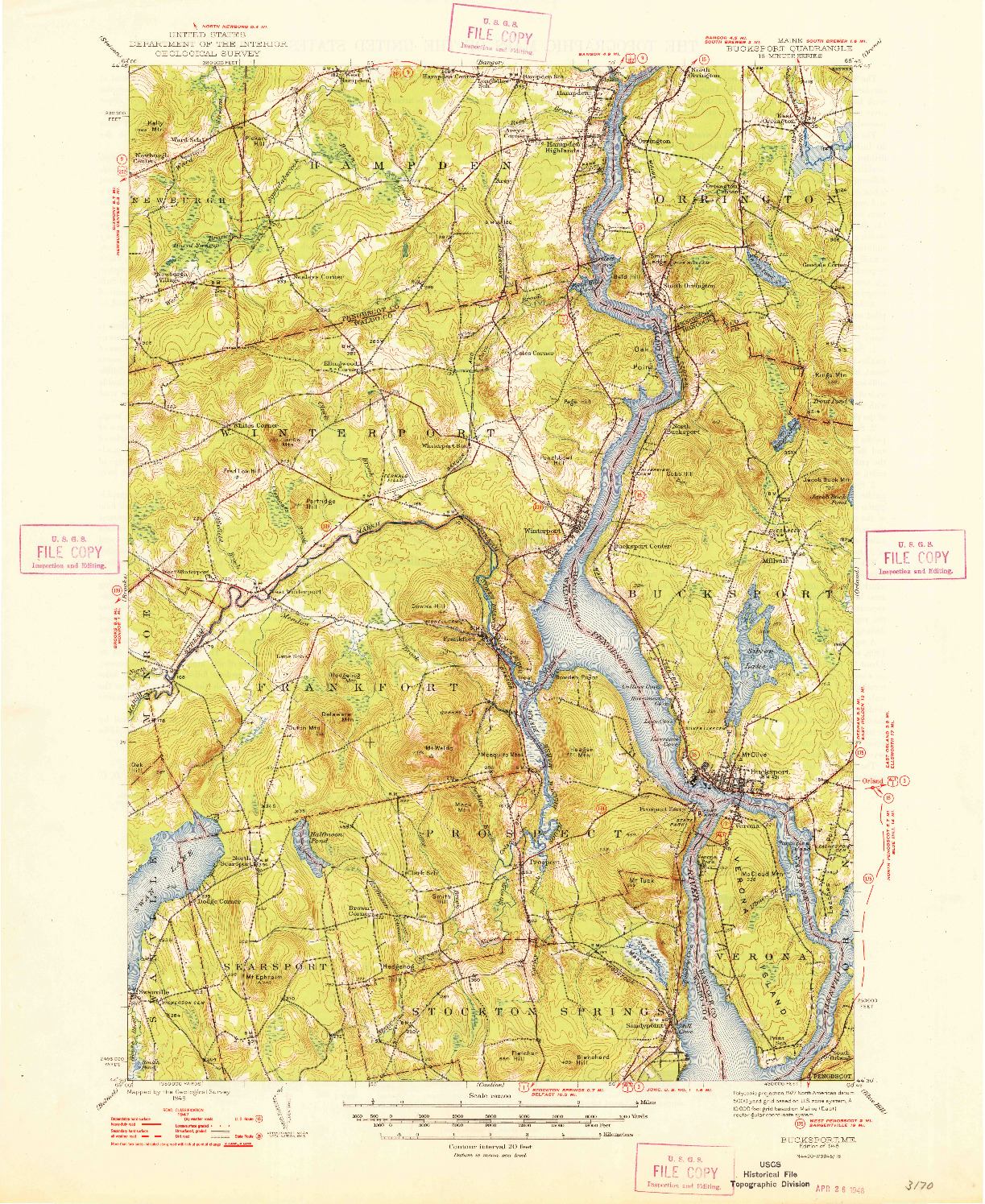 USGS 1:62500-SCALE QUADRANGLE FOR BUCKSPORT, ME 1948