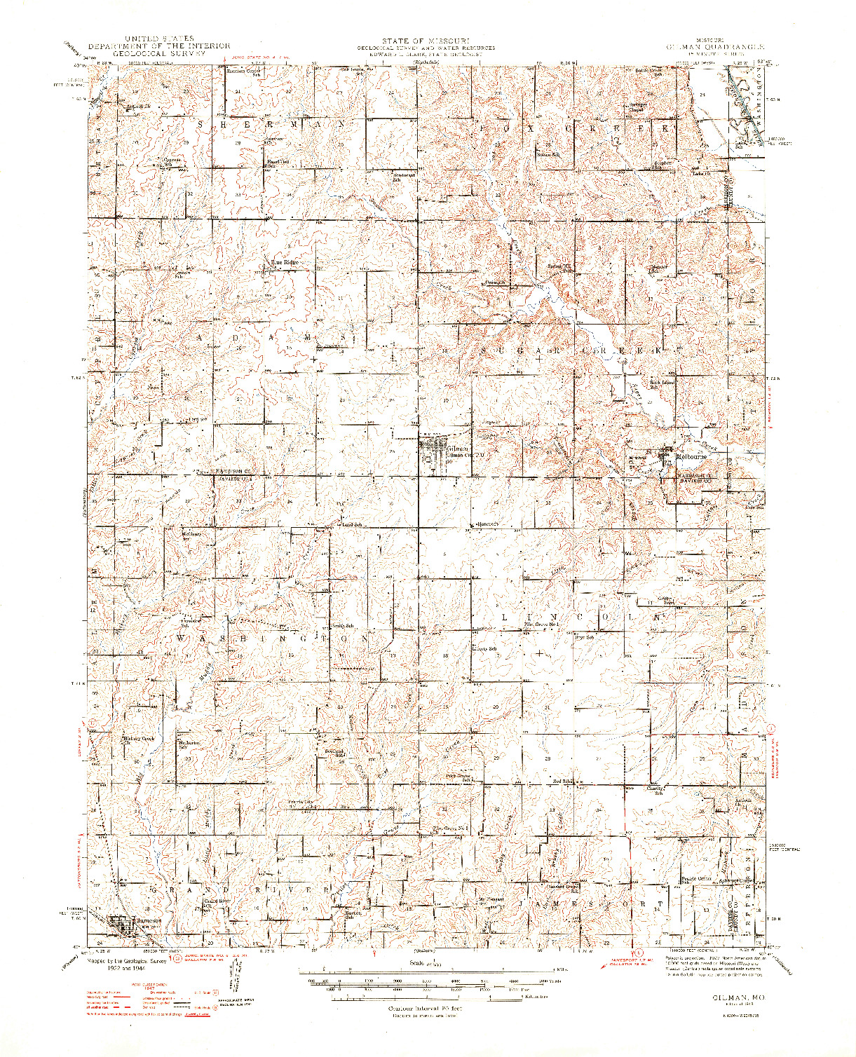 USGS 1:62500-SCALE QUADRANGLE FOR GILMAN, MO 1948