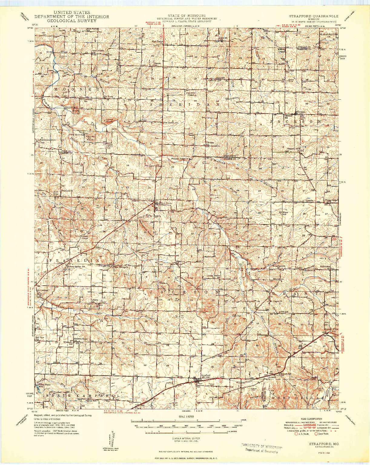 USGS 1:62500-SCALE QUADRANGLE FOR STRAFFORD, MO 1948