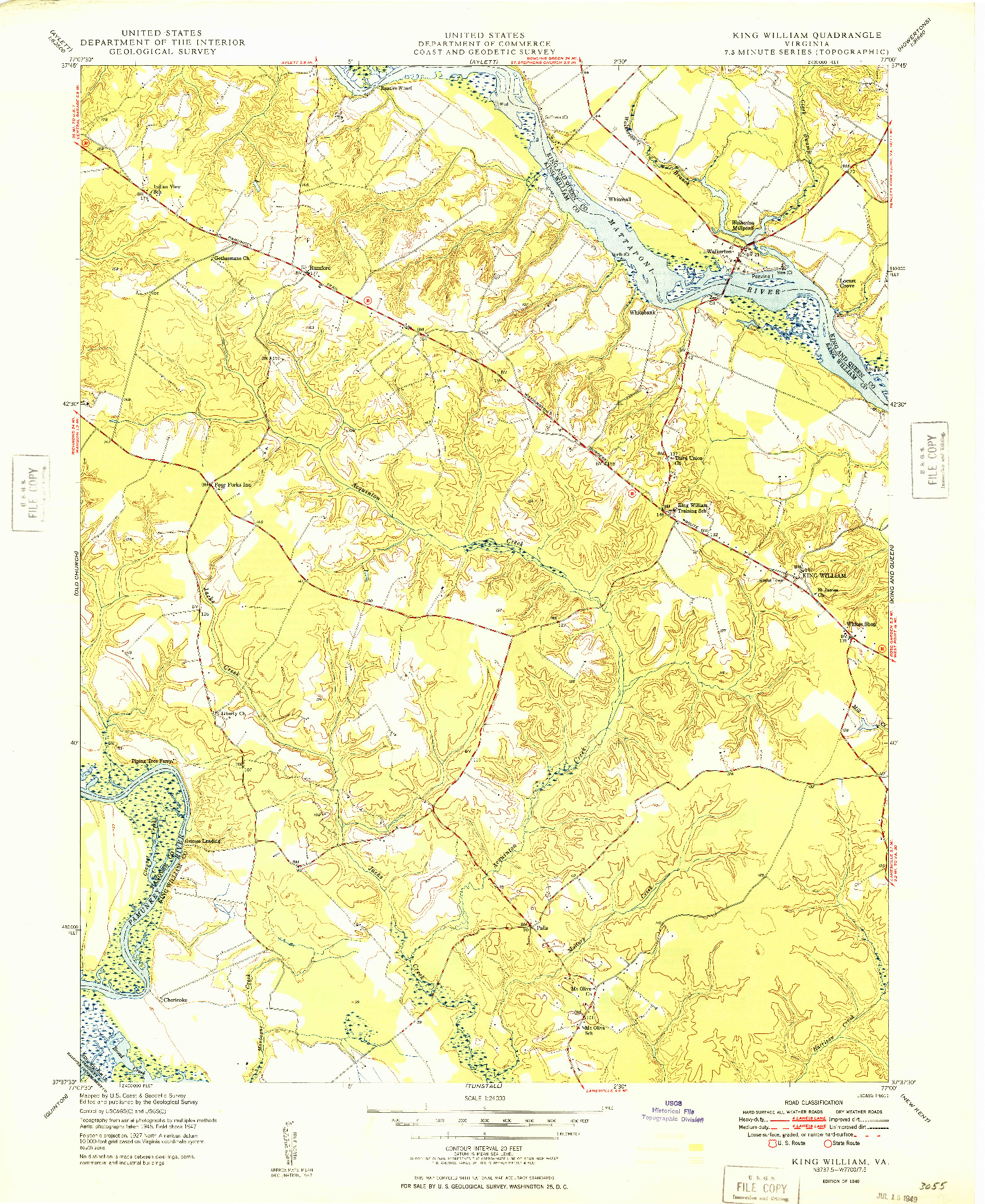 USGS 1:24000-SCALE QUADRANGLE FOR KING WILLIAM, VA 1949