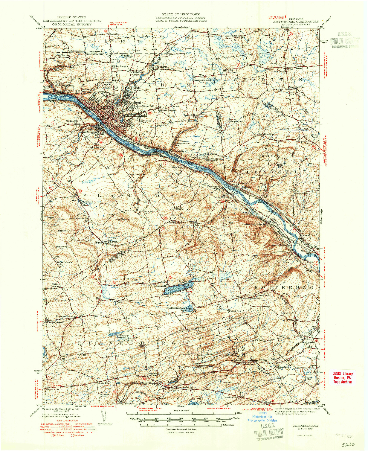 USGS 1:62500-SCALE QUADRANGLE FOR AMSTERDAM, NY 1949