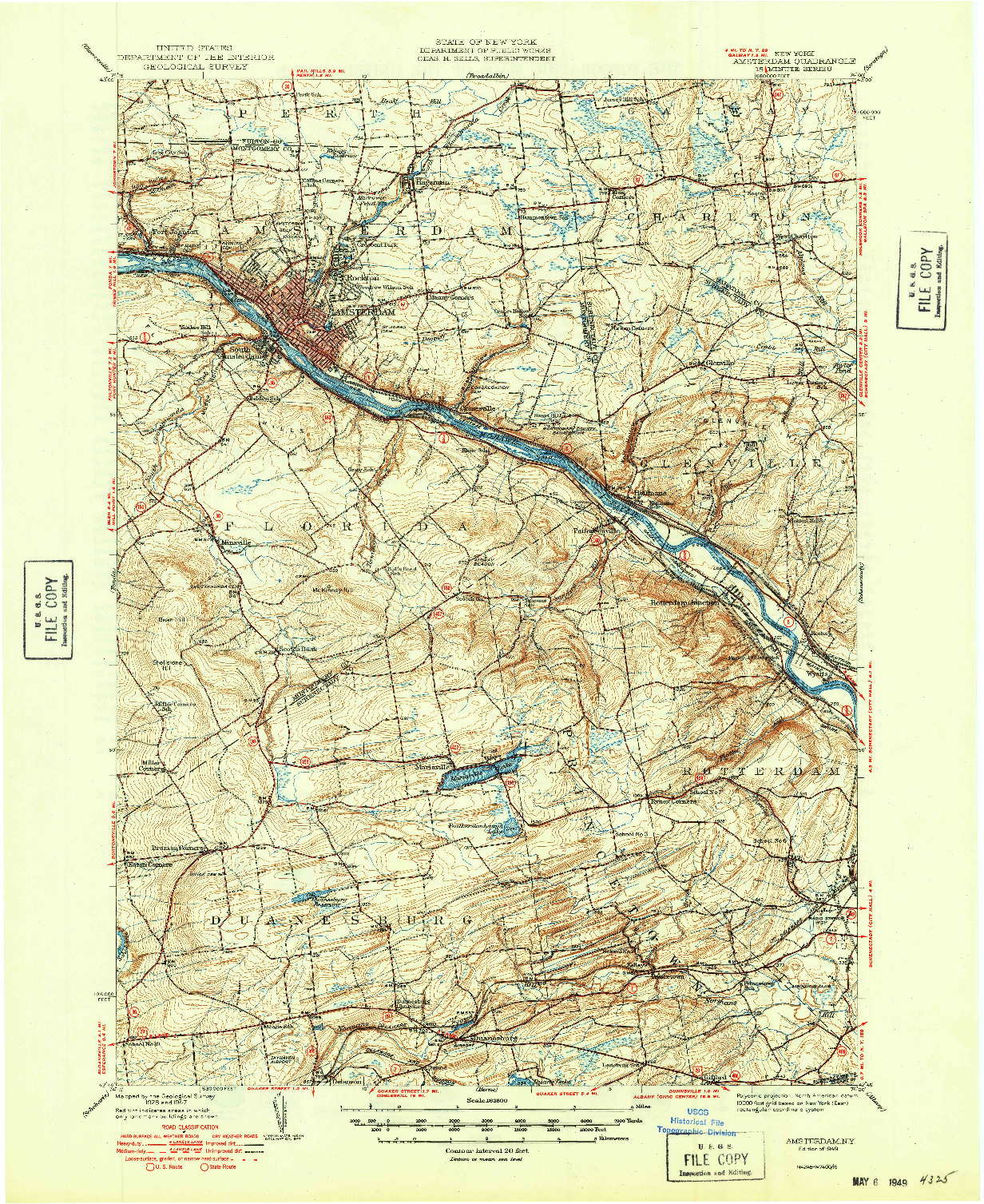 USGS 1:62500-SCALE QUADRANGLE FOR AMSTERDAM, NY 1949